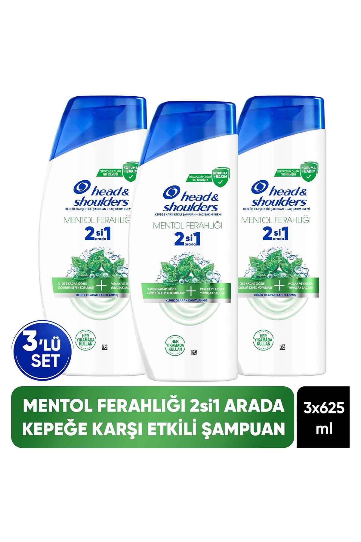 Head & Shoulders 2'si 1 Arada Mentol Ferahlığı Kepek Karşıtı Şampuan 625ml x 3 Adet