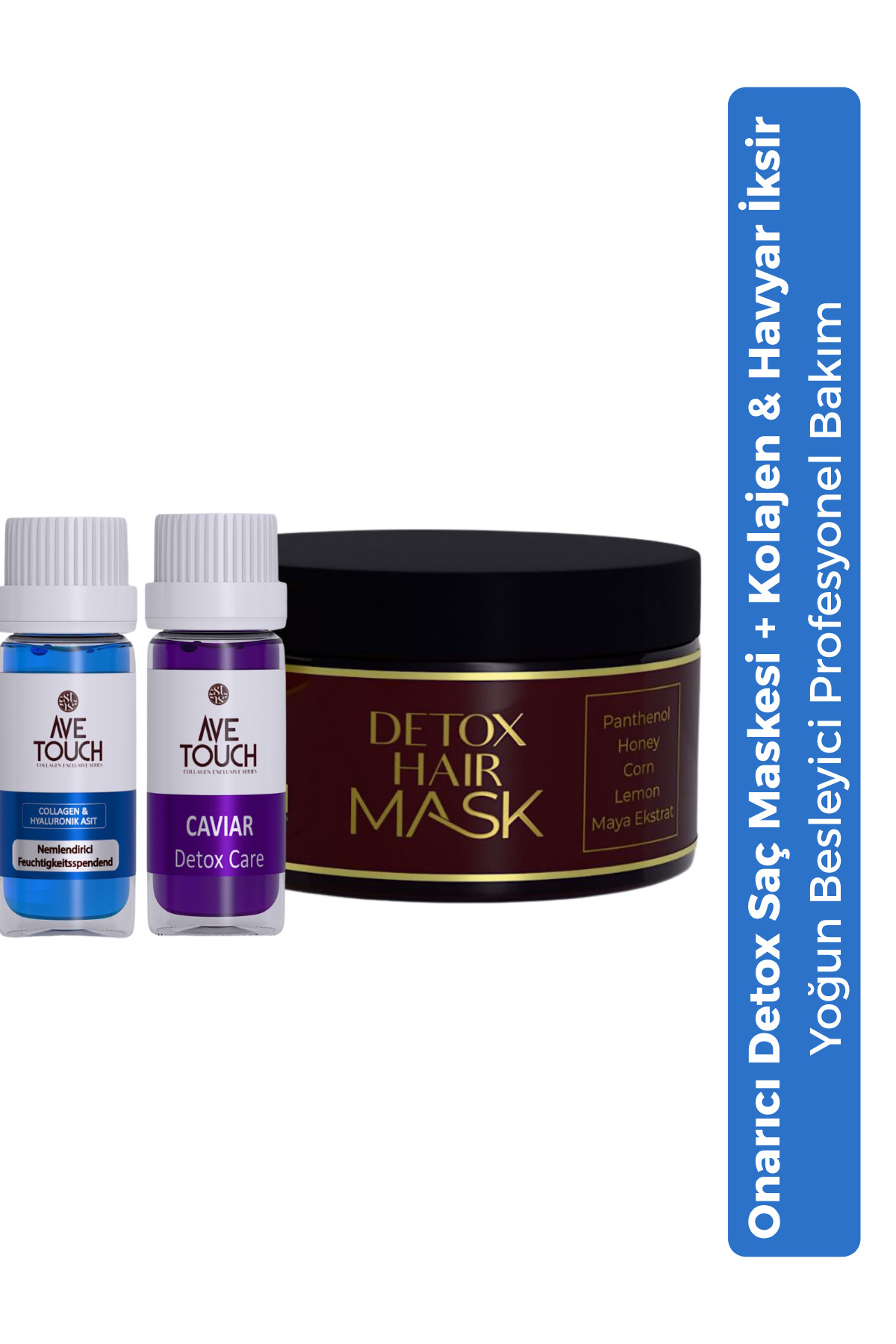 AVE TOUCH Detox Hair Maske & Caviar Detox Care Ekstrat & Collagen & Hyaluronik Asit Ekstrat Saç Bakım Seti