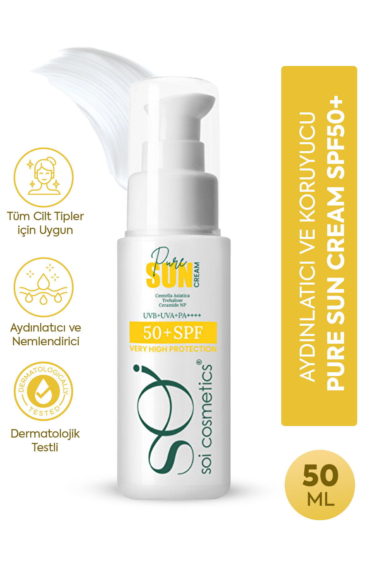 SOI Cosmetics Leke Karşıtı Güneş Kremi 50ml Spf 50+ - Su Bazlı Yağlandırmayan Yüksek Koruma