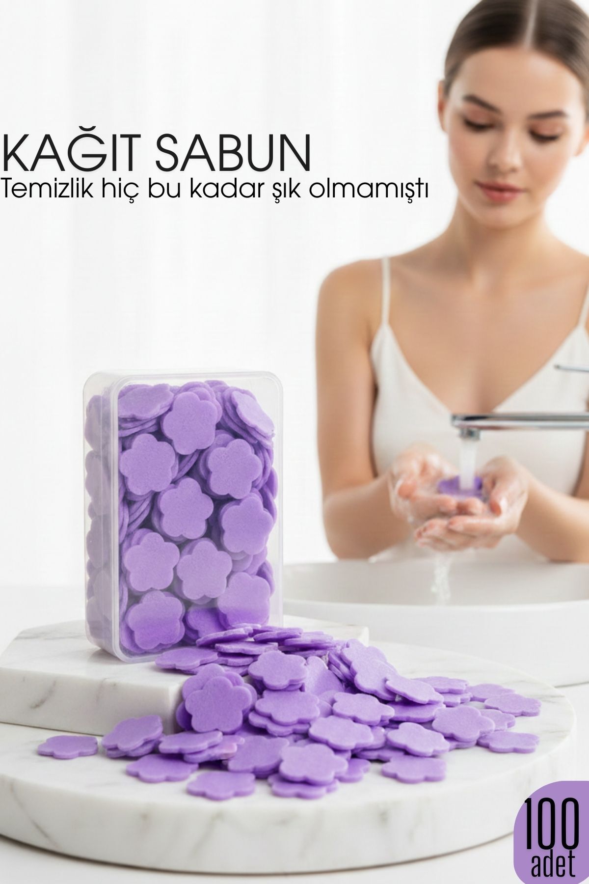 Transformacion Parfümlü Elde Eriyen Kağıt Sabun - 100 lü paket Sihirli Sabun – Hijyenik Seyahat Kutusu 722443