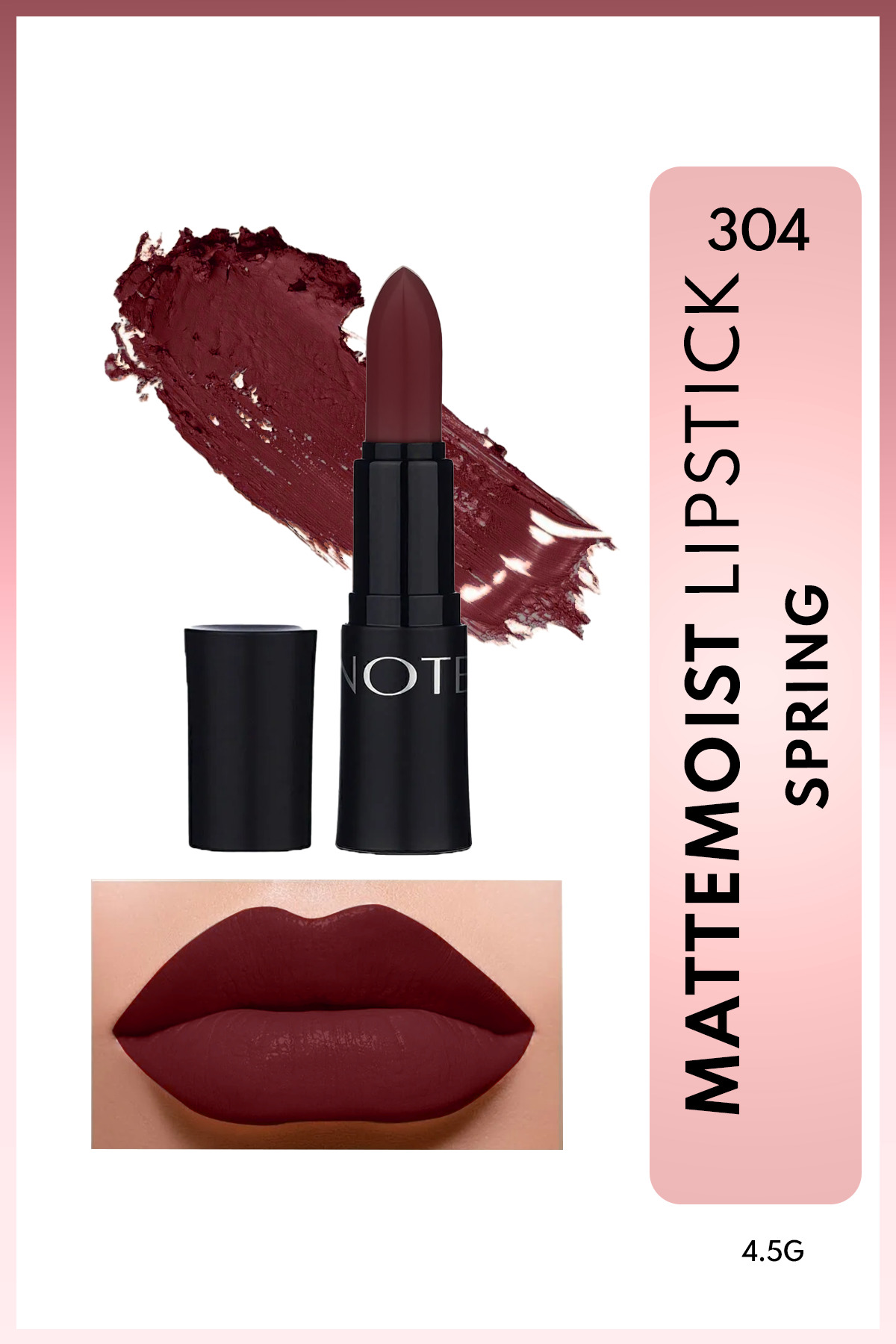 NOTE Mattemoist Lipstick Mat Bitişli Ruj 304 Spring - Bordo