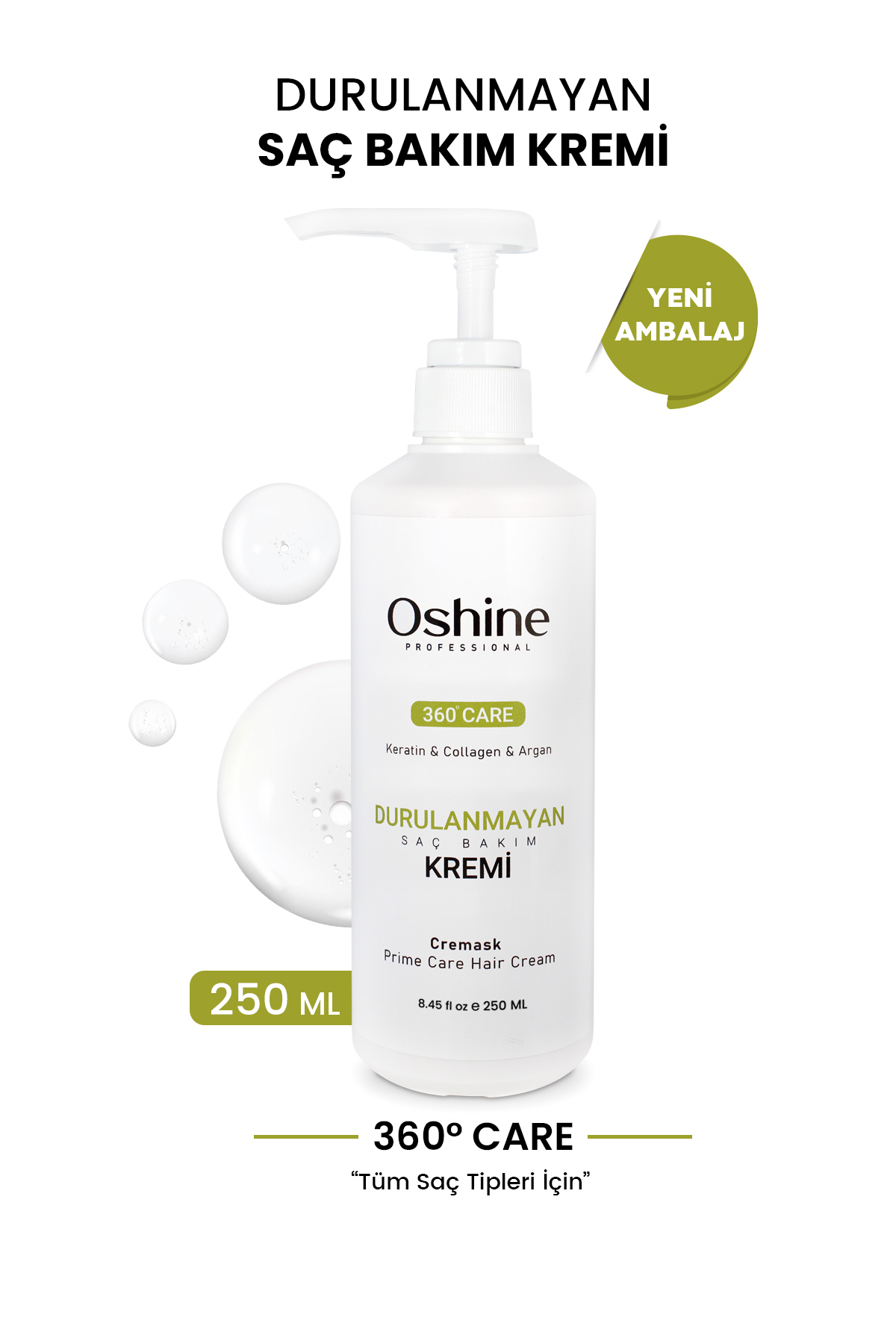 OSHİNE Durulanmayan Saç Onarıcı Saç Bakım Kremi, Cremask, 250ml