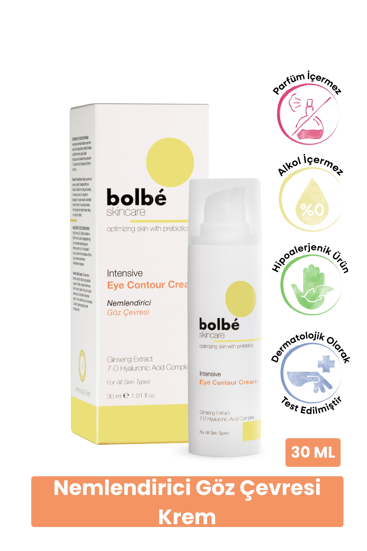 bolbé skincare Yoğun Nemlendirici, Kırışıklık ve Koyu Halka Karşıtı Peptit İçeren Göz Çevresi Kremi - 30 ml