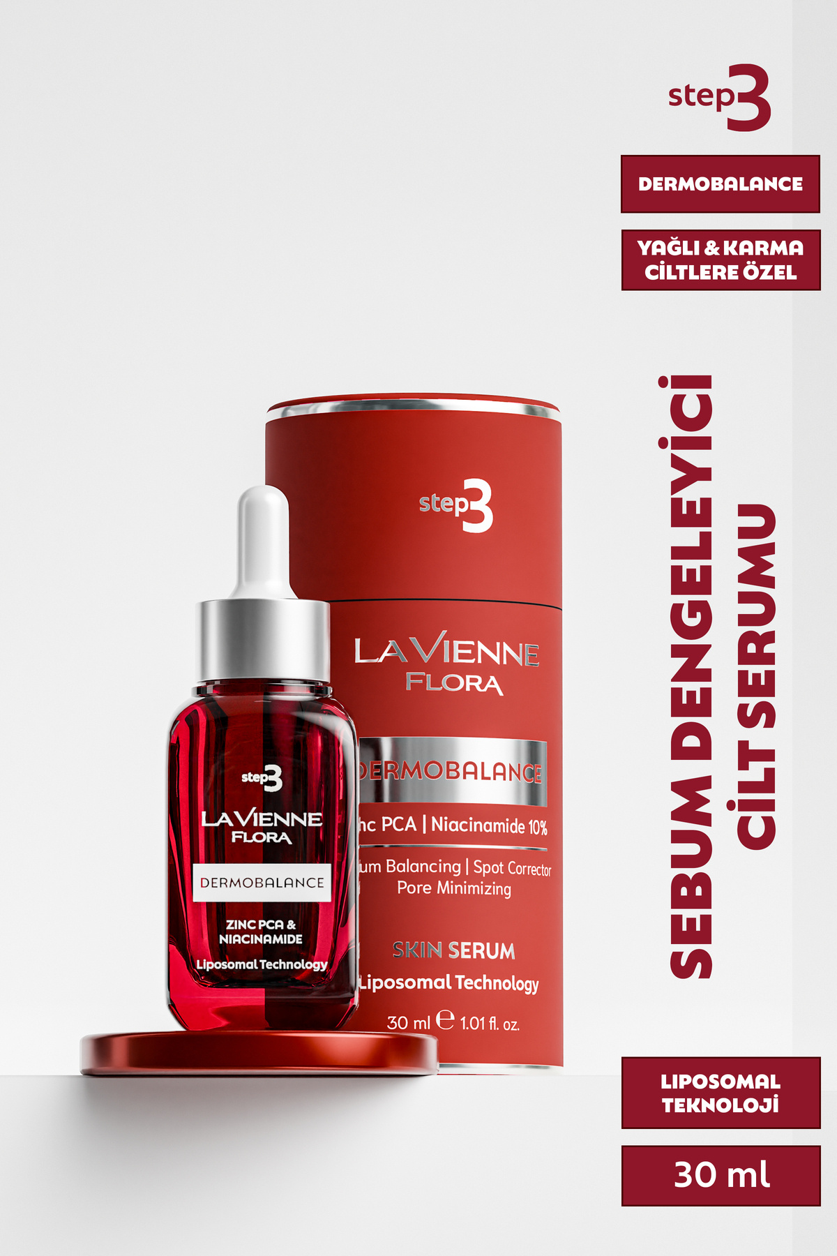 La Vienne Flora DermoBalance, Niasinamid %10, Retinol ve Zinc PCA, AHA/BHA Serum, Lipozomal ve Postbiyotik İçerikli