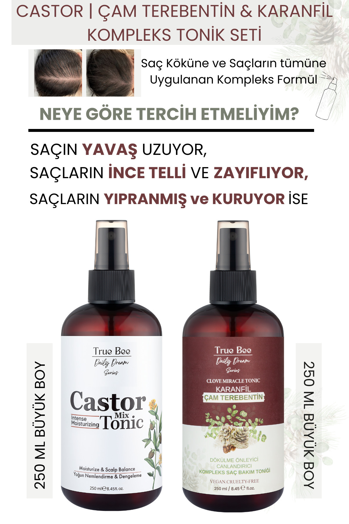 True Bee Turbo Saç Uzatma 2'lisi | Hızlı Uzama, Kök Aktivasyonu, Dökülme Karşıtı Etki