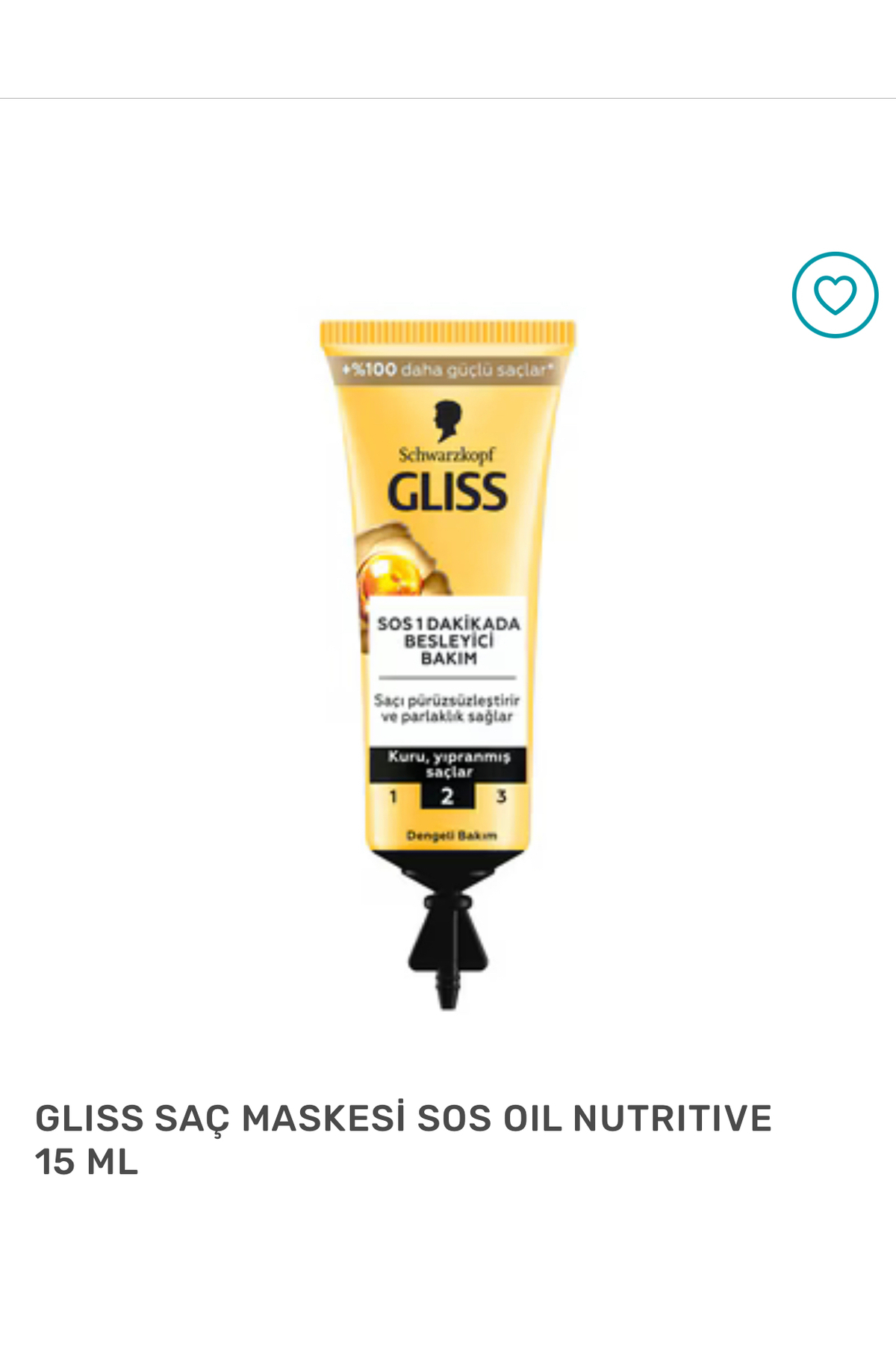 Gliss SAÇ MASKESİ SOS OİL NUTRITIVE 15 ML