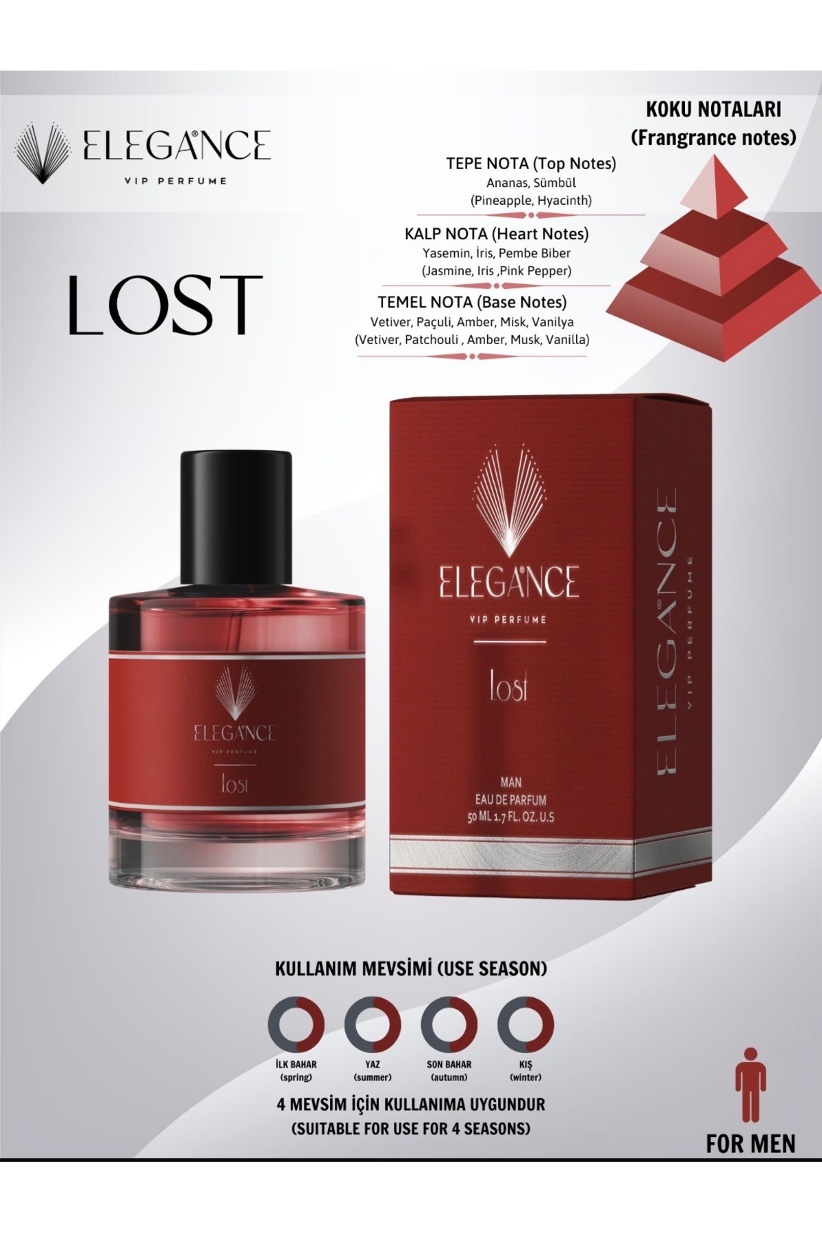 silver elegance vip perfume Lost 50 ml Edp Parfüm (UNISEX KULLANIM).