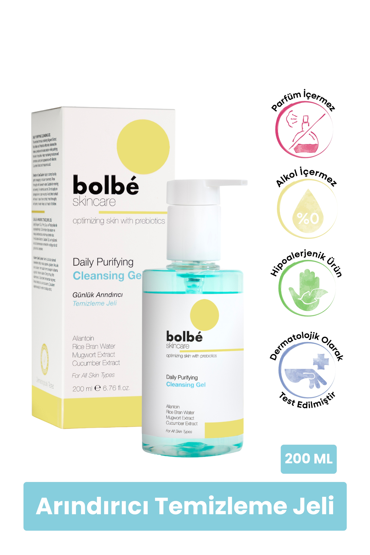 bolbé skincare Pirinç Özlü, Arındırıcı, Aydınlatıcı, Günlük Temizleme Jeli - 200 ml