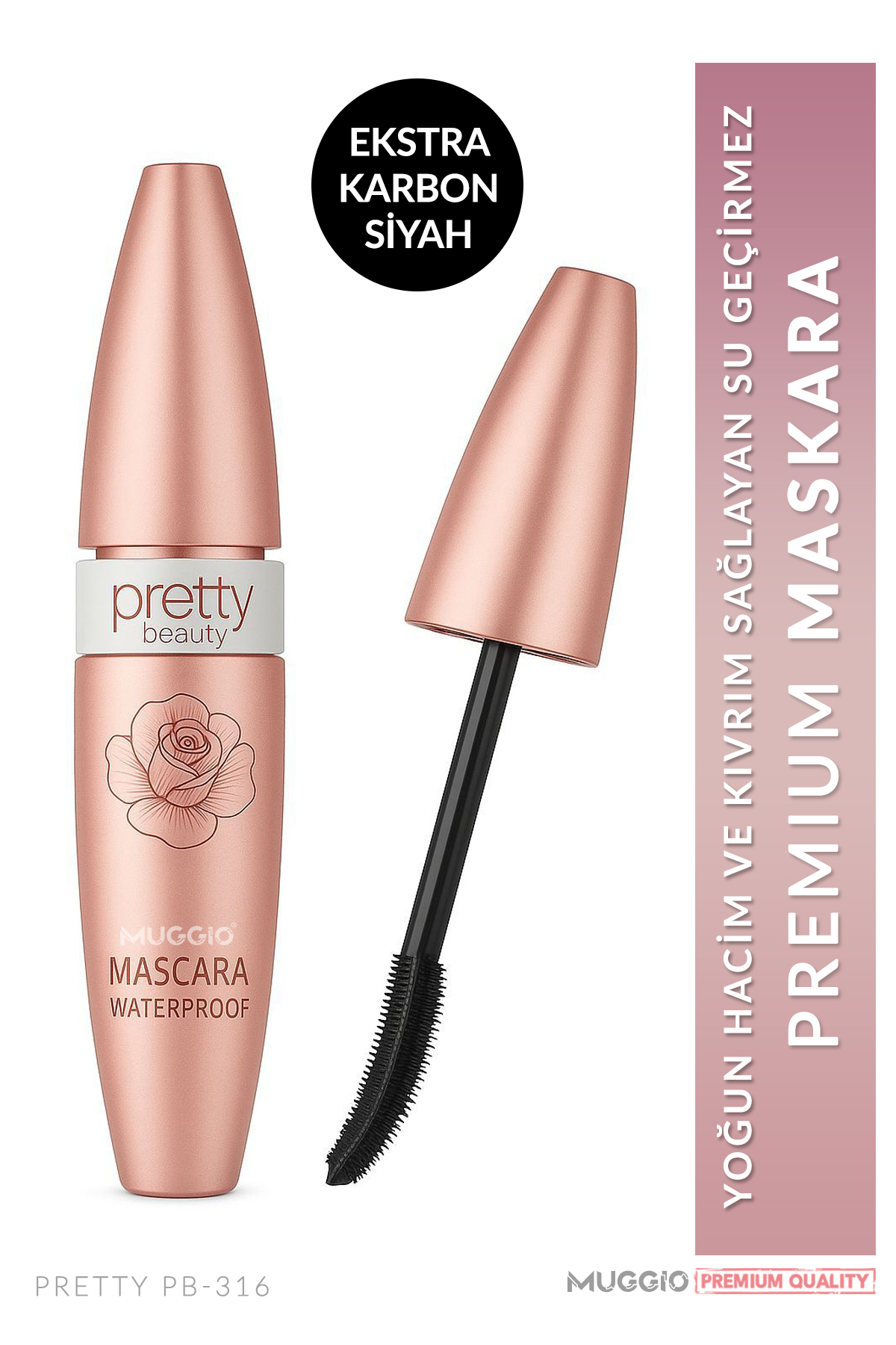 Muggio Ekstra Karbon Siyah Premium Maskara Yoğun Hacim ve Kıvrım Etkili