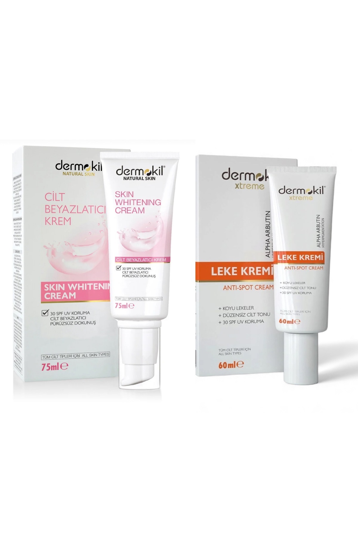 Dermokil Leke Karşıtı Cilt Kremi Anti-Spot 60 ml+Beyazlatıcı Cilt Kremi 75 m 2’Li