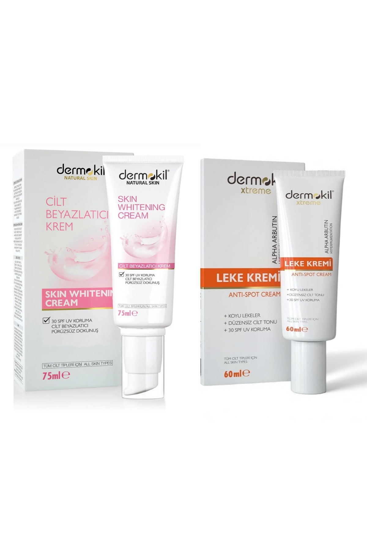 Dermokil Leke Karşıtı Cilt Kremi Anti-Spot 60 ml+Beyazlatıcı Cilt Kremi 75 m 2’Li