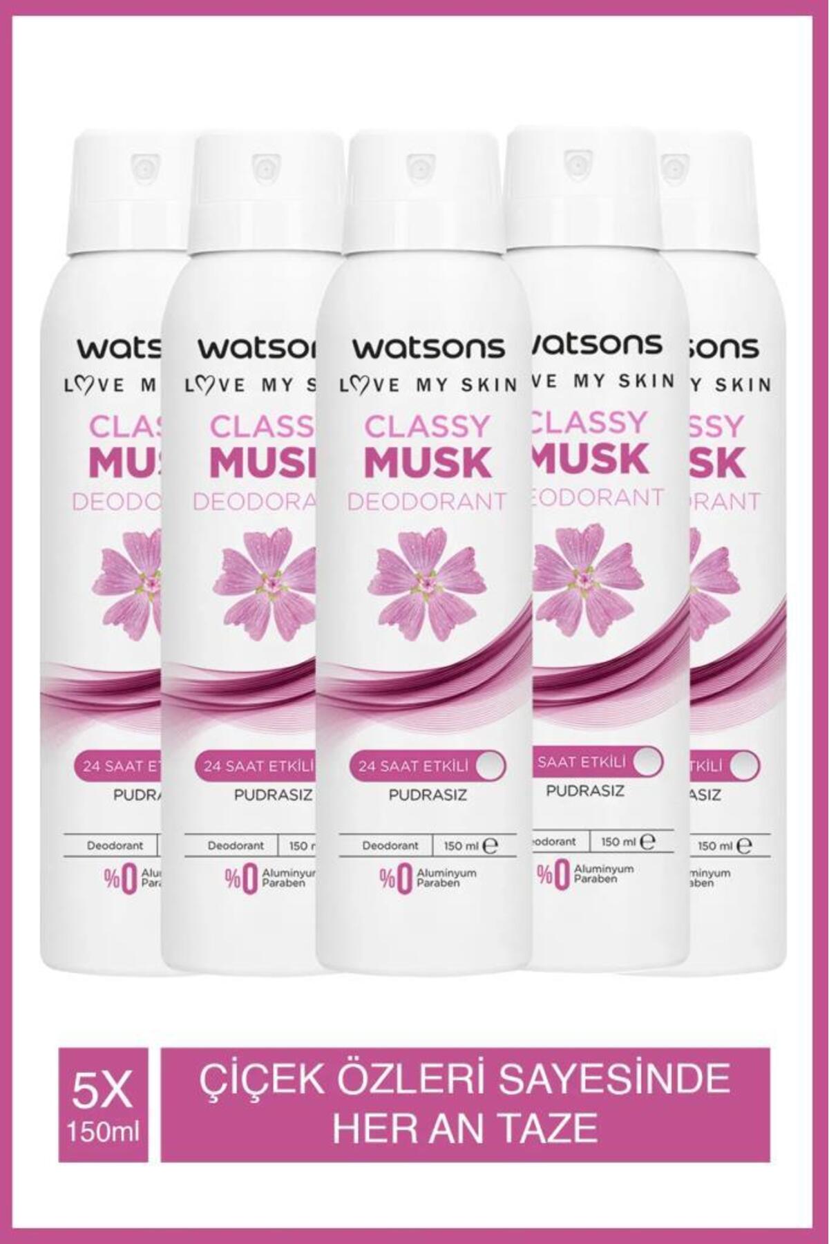 Watsons Classy Musk Deodorant Sprey Pudrasız 5x150ml