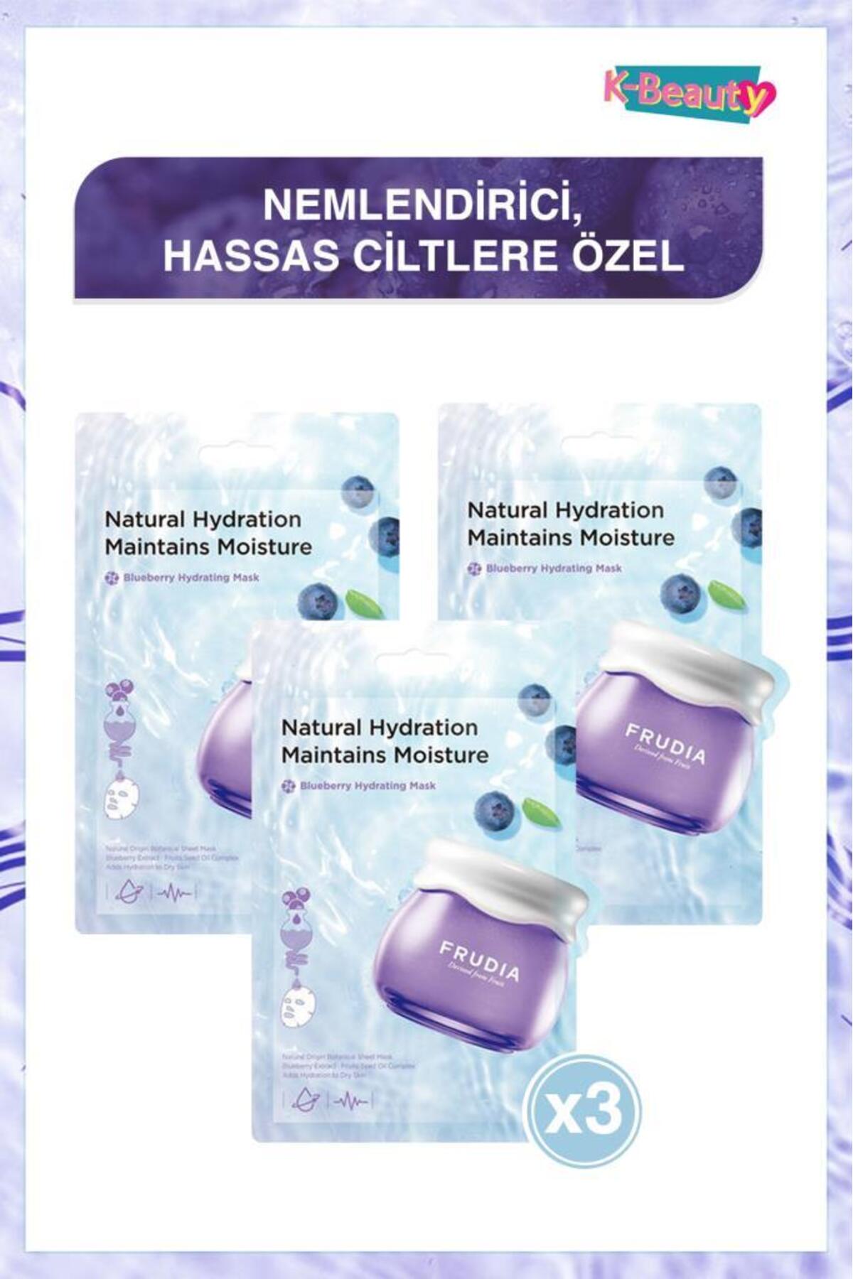 FRUDIA Blueberry Yüz Maskesi Nemlendirici 3 Adet