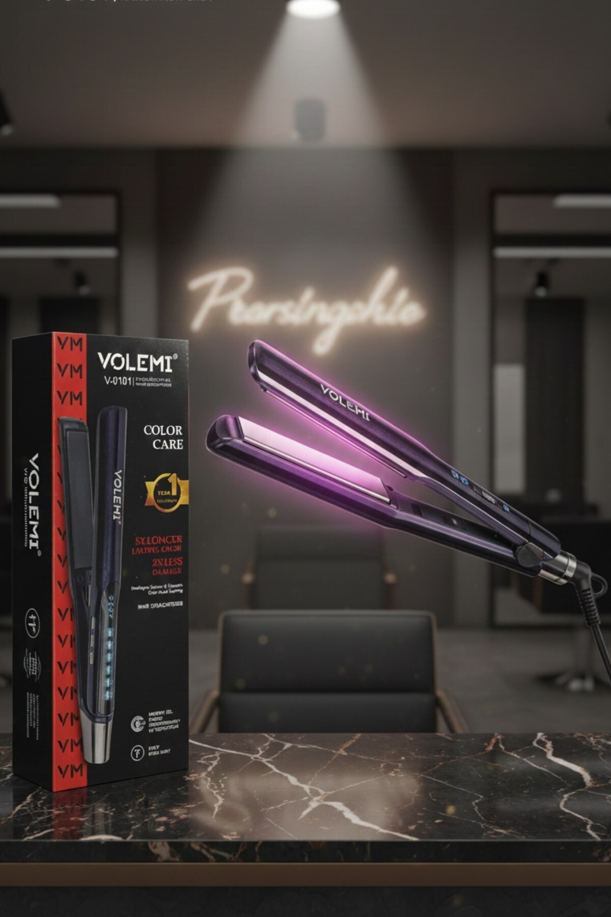 VOLEMİ V-0101profesyonel Seramik Dar Plakalı Saç Düzleştirici Hızlı Isınma Dijital Led Ekran
