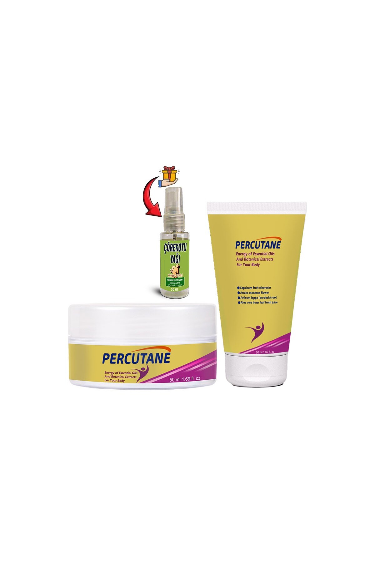 HBPAVM Percutane Tüp + Kavanoz Kapsikum arnika montana dulavratotu Kökü Kremi 50ml + Çörekotu Yağı
