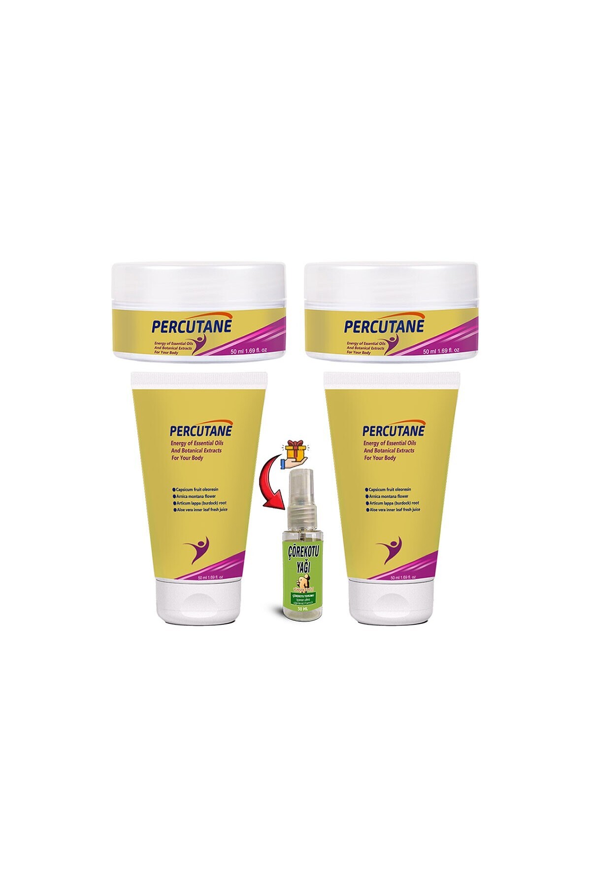 HBPAVM Percutane 2 Şer Tane Tüp + Kavanoz Kapsikum arnika montana dulavratotu Kökü Krem 50ml + Çörekotu Yağ