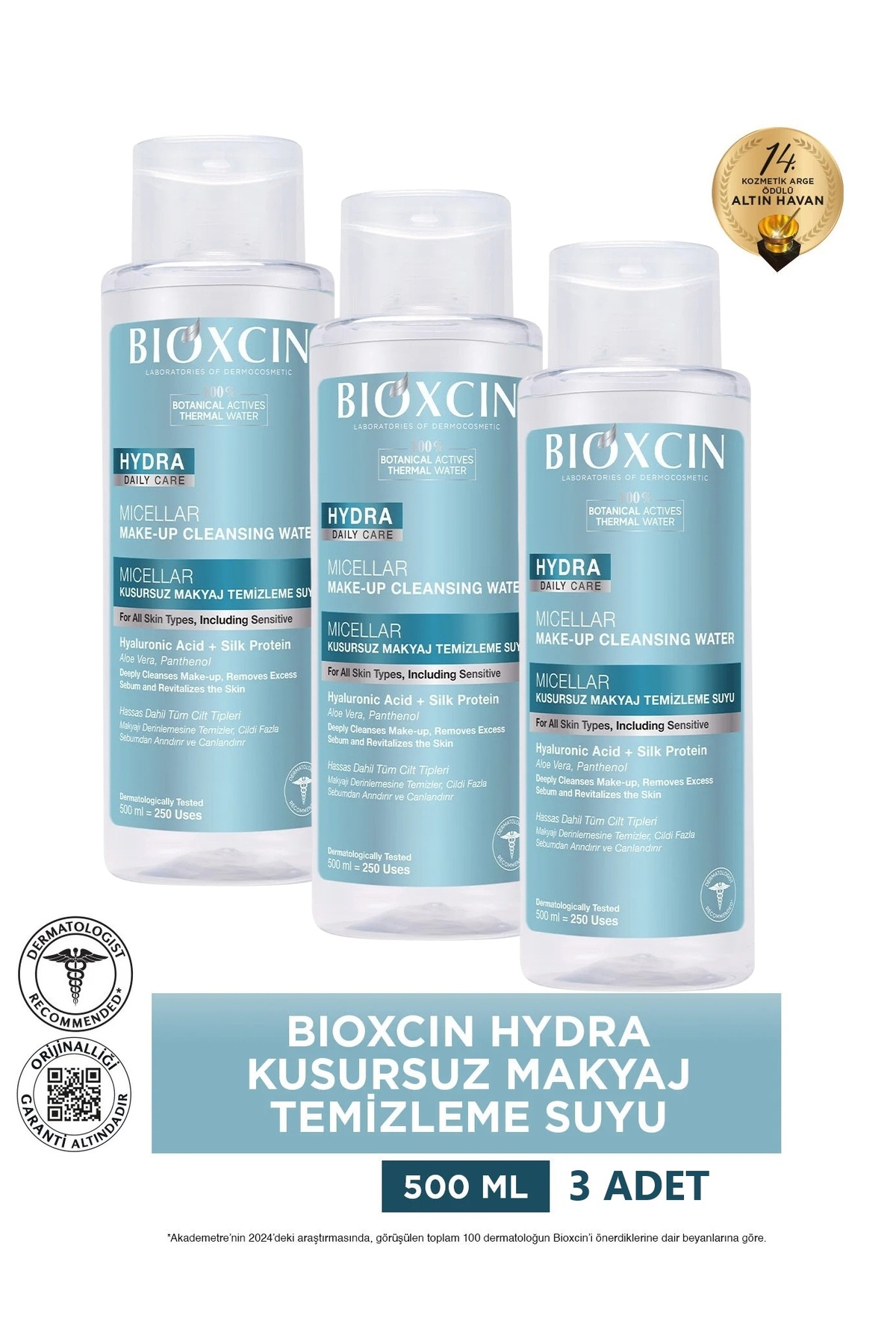 Bioxcin Hydra Micellar Kusursuz Makyaj Temizleme Suyu 500 Ml x 3
