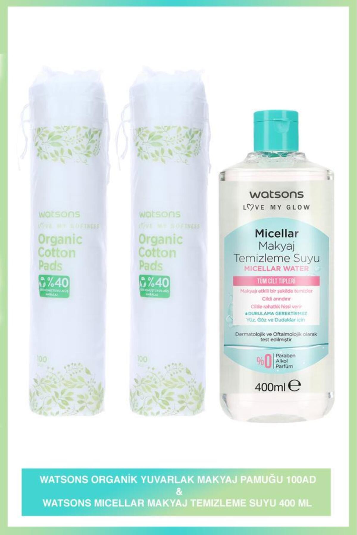 Watsons Organik Makyaj Pamuğu * 2 + 400 Ml Micellar Makyaj Temizleme Suyu