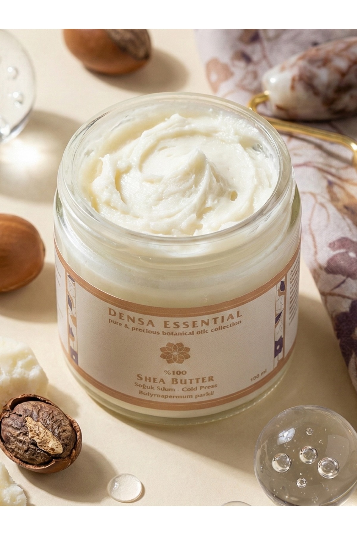 Densa Essential %100 Saf Ve Doğal Soğuk Sıkım Shea Butter 100 ml Nemlendirici/Çatlak Önleyici/Bariyer Onarıcı