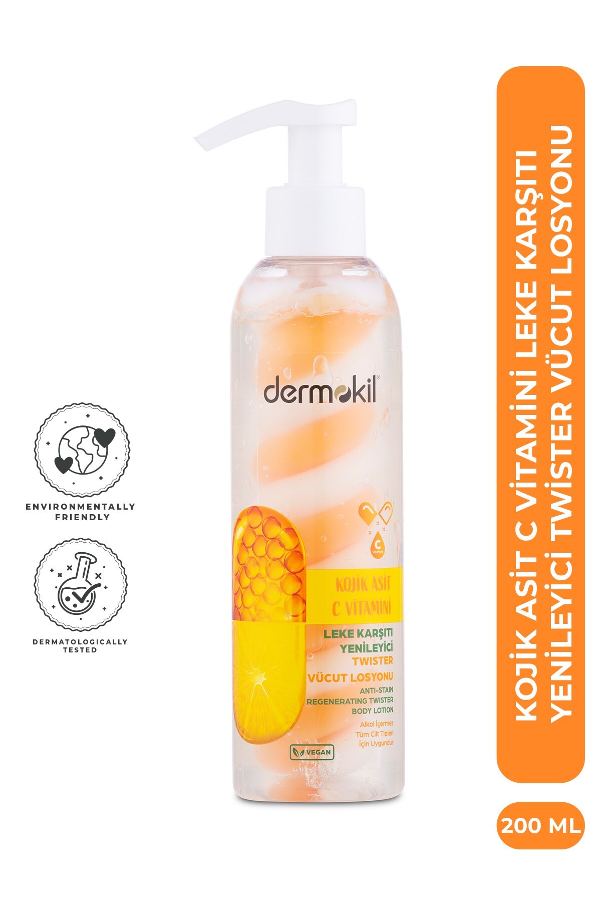Dermokil Kojik Asit C Vitamini Leke Karşıtı ve Yenileyici Twister Vücut Losyonu 200 ml