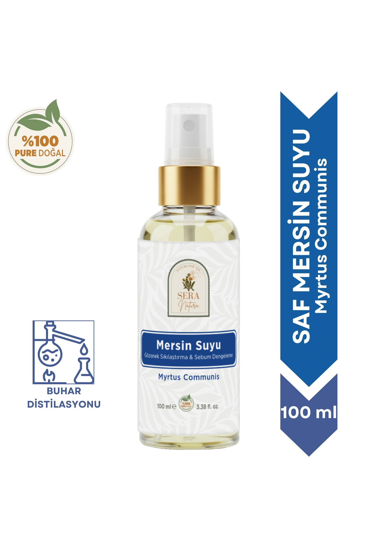 Sera Natura Saf Mersin Suyu Gözenek Sıkılaştırıcı & Sebum Dengeleyici Cilt Toniği 100 ml. %100 Saf