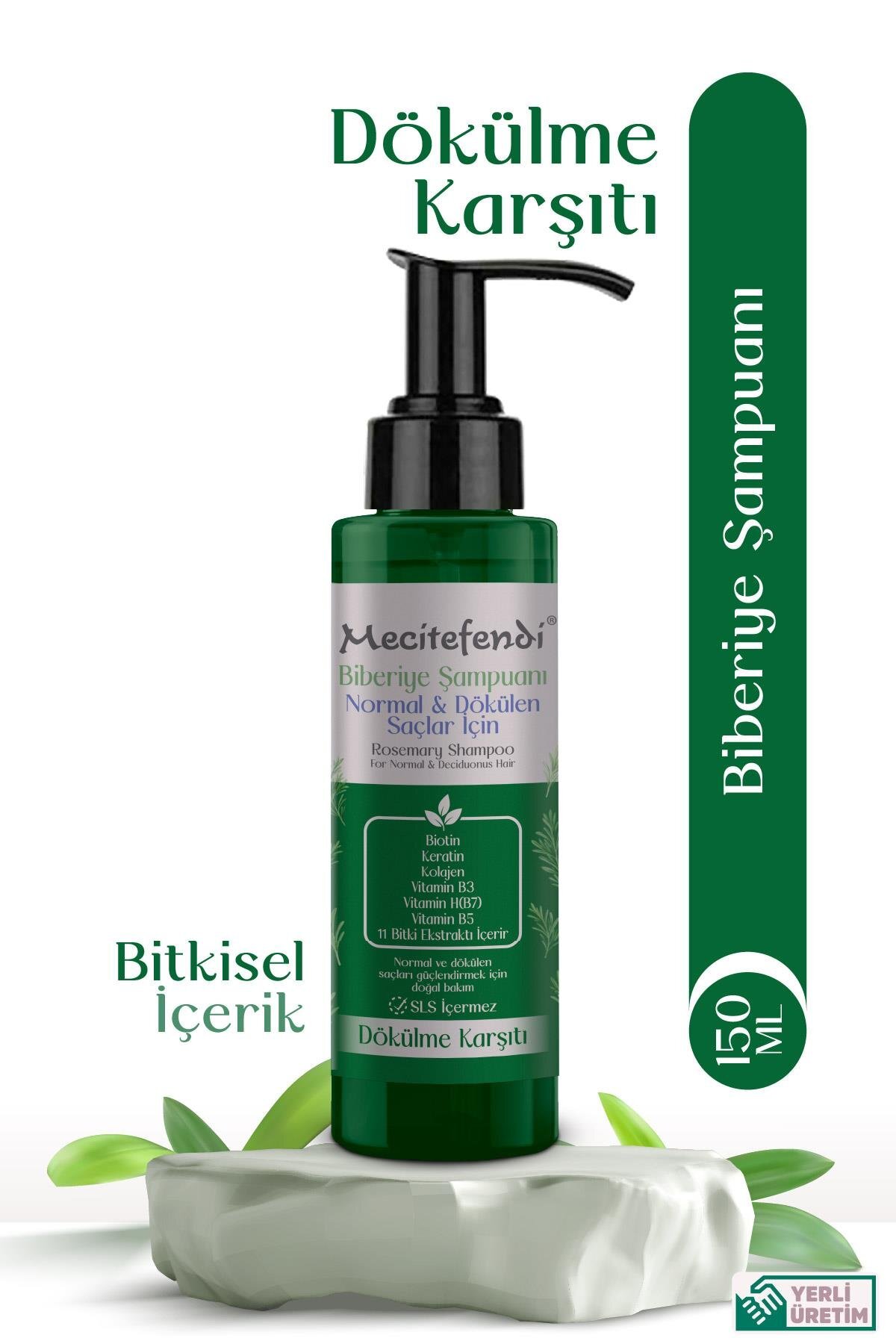 Mecitefendi Saç Dökülmesi Ve Yıpranmış Saçlar Için Güçlendirici Biberiye Şampuanı (BİOTİN&KERATİN&KOLAJEN) 150ml