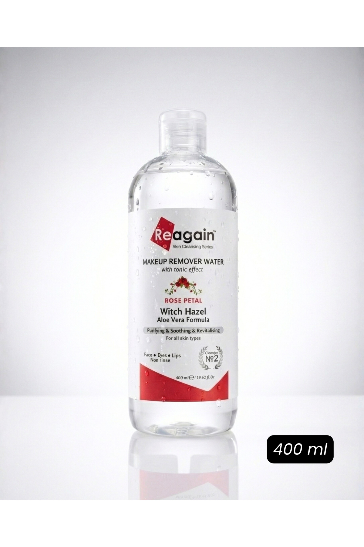 Reagain Doğal Gül Suyu Tonik Etkili Makyaj Temizleme Suyu - Hassas Ciltler Dahil Tüm Cilt Tipleri (400 ML)