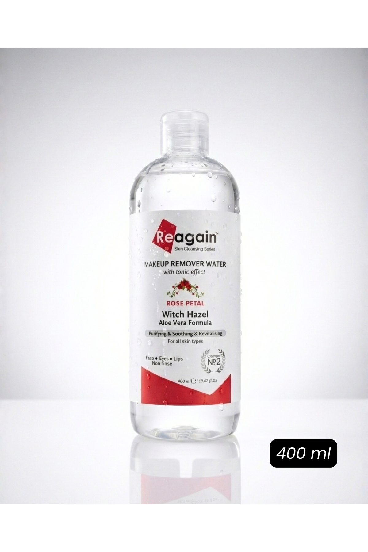Reagain Doğal Gül Suyu Tonik Etkili Makyaj Temizleme Suyu - Hassas Ciltler Dahil Tüm Cilt Tipleri (400 ML)