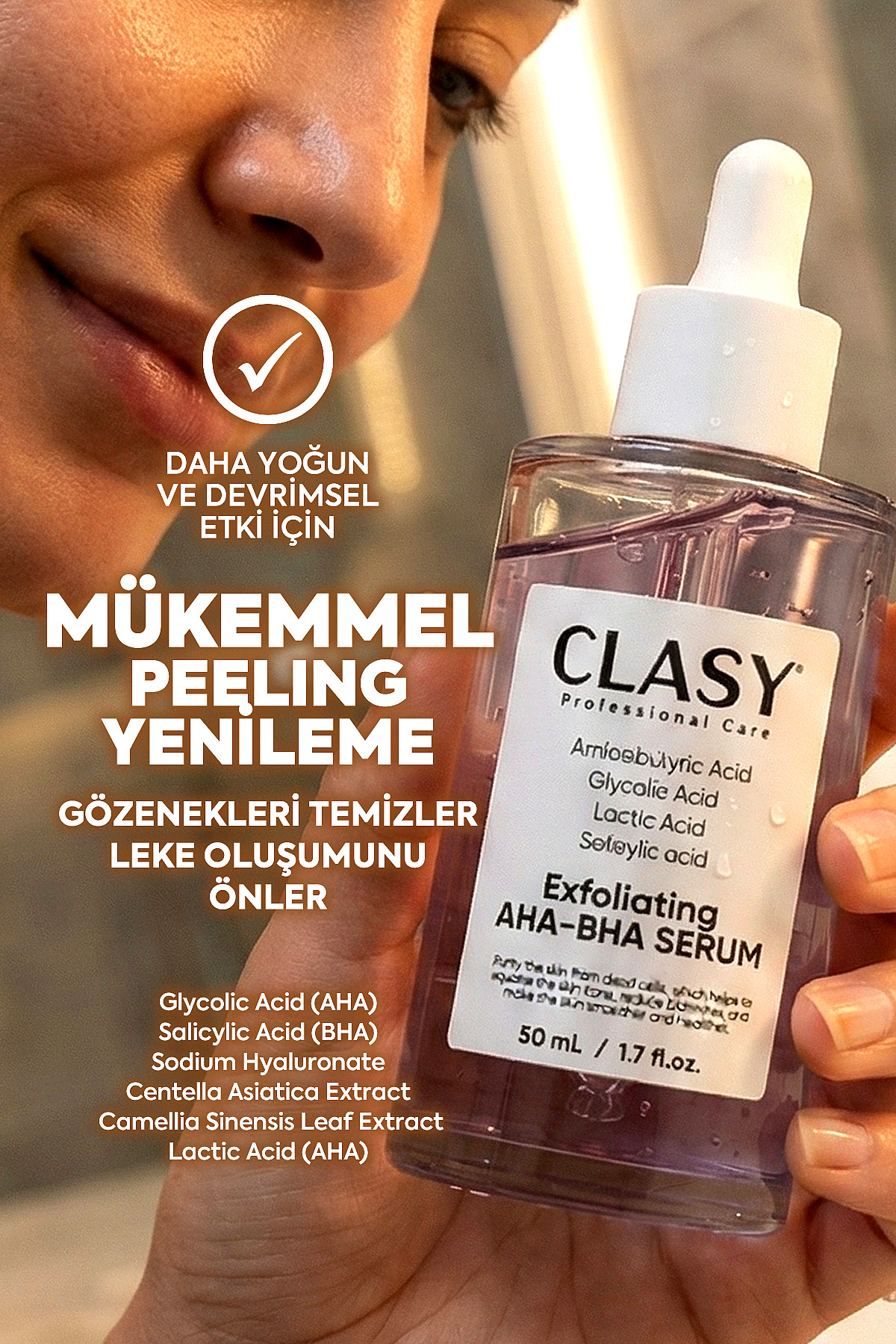 Clasy Care Salisik Asit, Aha Bha Cilt Serumu, Ölü Hücrelerden Arındırma, Lekeleri Azaltma, Pürüzsüz Cilt