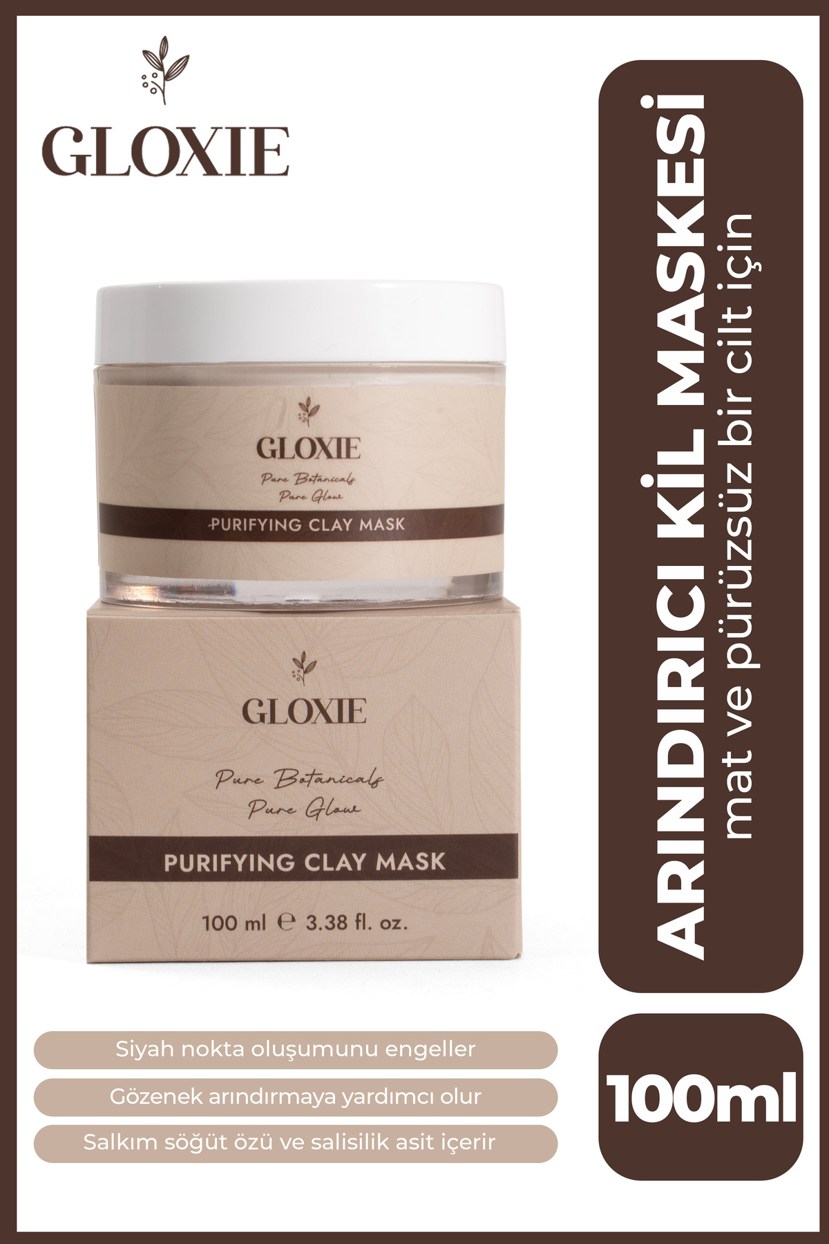 Gloxie Arındırıcı Kil Maskesi Gözenek Sıkılaştırıcı Akne ve Siyah Nokta Karşıtı 100 ml