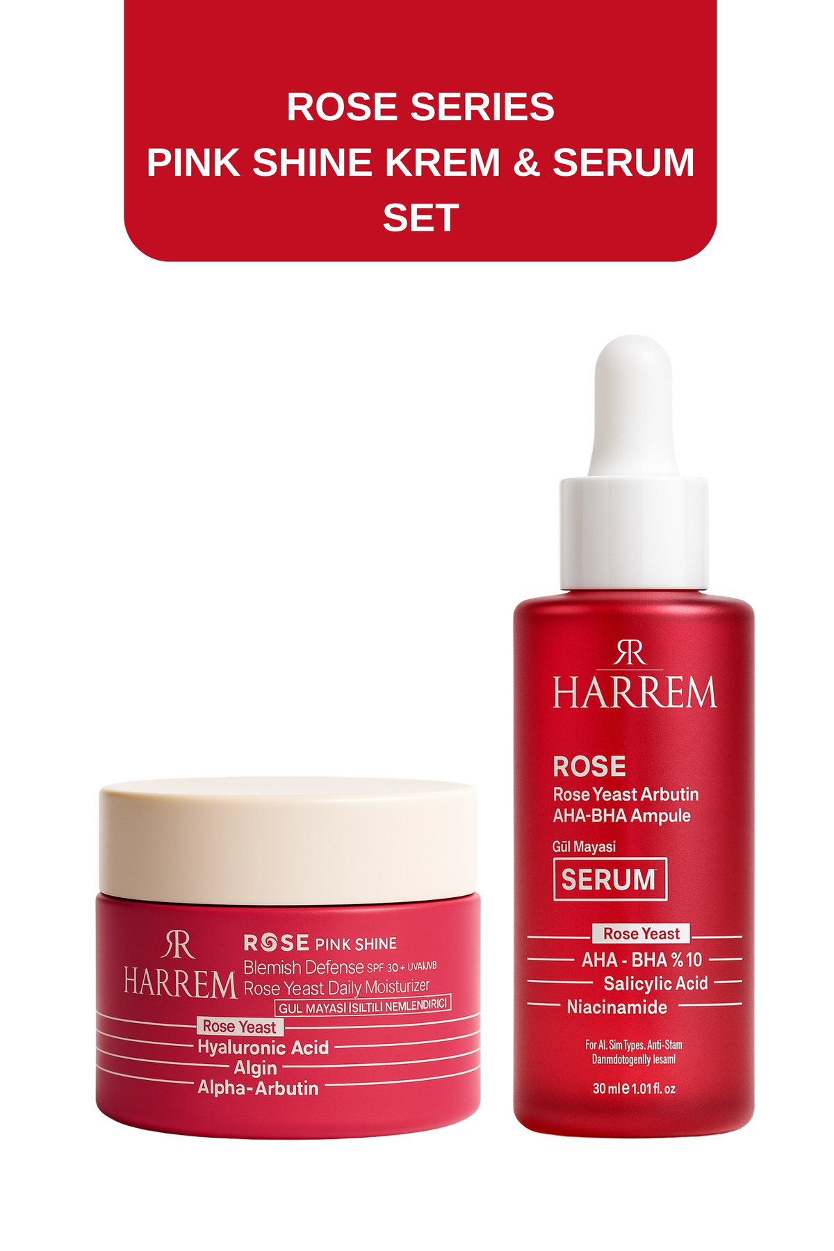 Harrem Rose Series Bakım Serumu-Rose Series Pink Shine Krem Seti