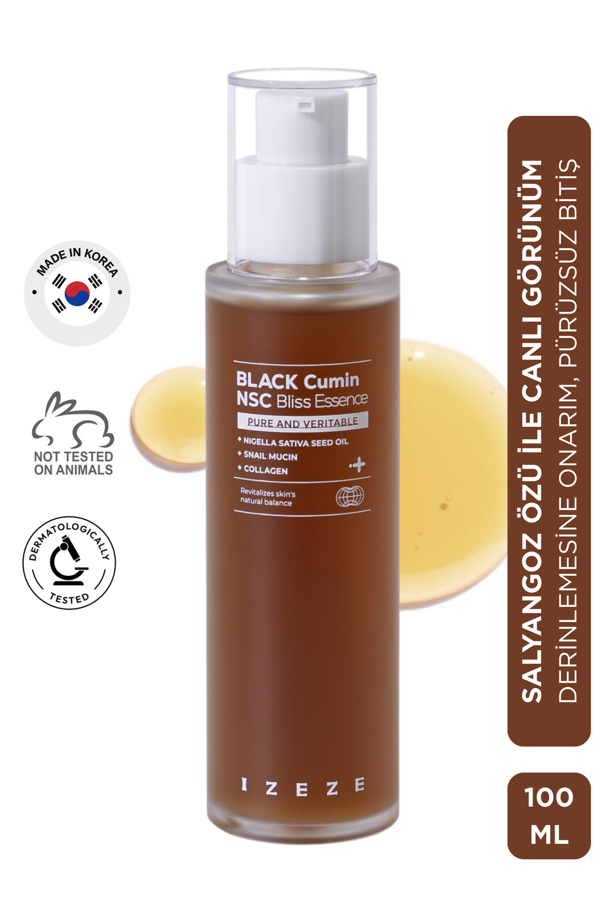 IZEZE Black Cumin Nsc Bliss Essence, 100ml L Salyangoz Mukus Özü