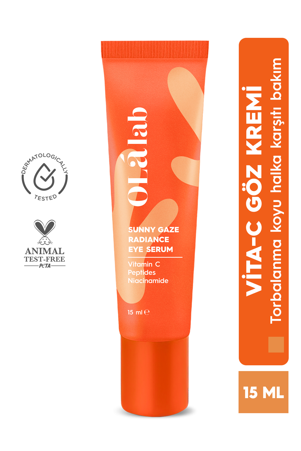 OlaLab Torbalanma Koyu Halka Karşıtı Aydınlatıcı Vitamin C & Peptit Göz Kremi 15 ml