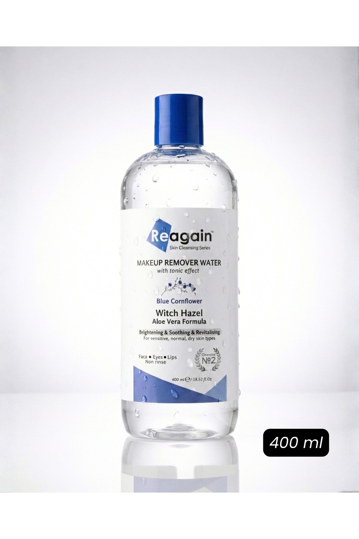 Reagain Gözenek Karşıtı ve Yatıştırıcı Tonik Etkili Makyaj Temizleme Suyu-Mavi Kantaron & Cadı Fındığı 400ml