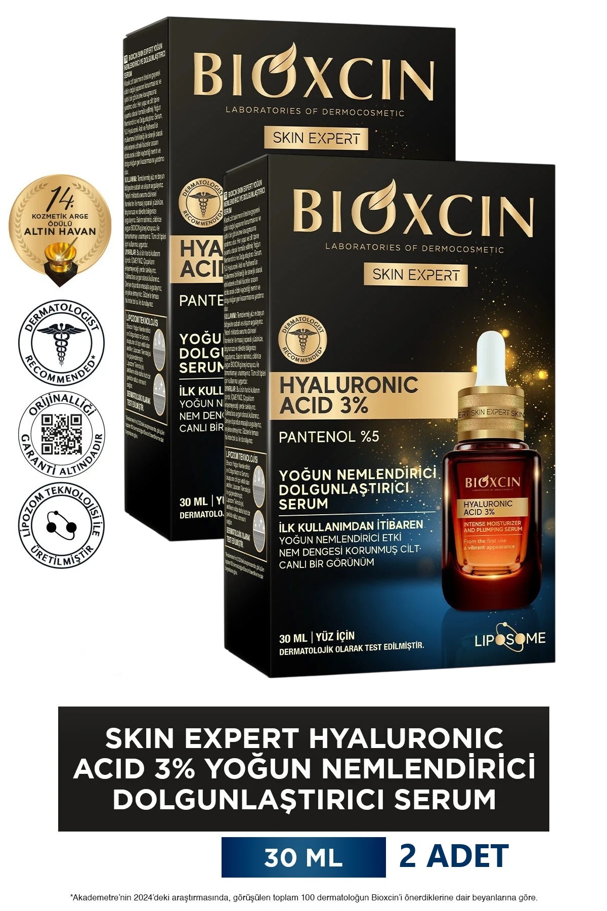 Bioxcin Hyaluronic Acid 3% 2x30 Ml Yoğun Nemlendirici Dolgunlaştırıcı Serum - Pantenol (B5 vitamini)