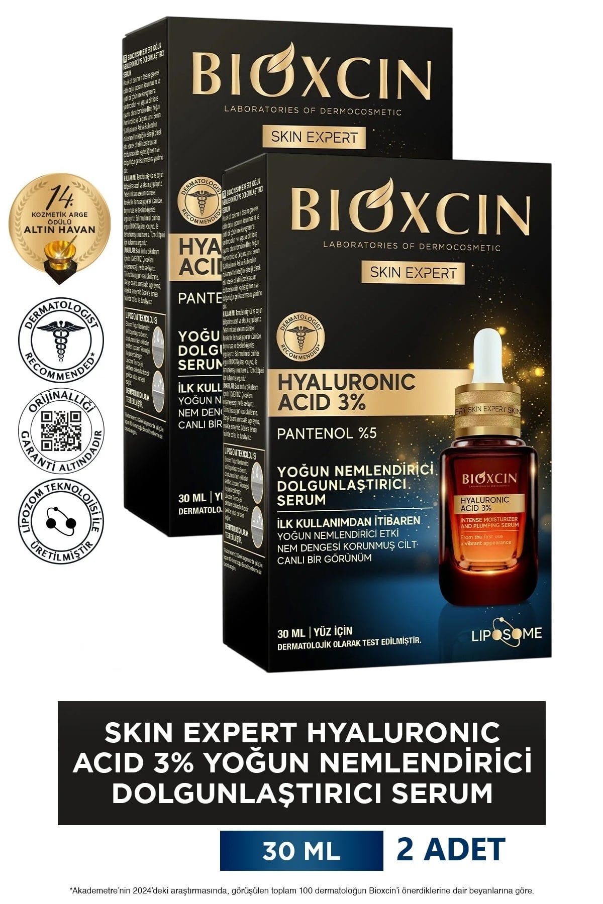 Bioxcin Hyaluronic Acid 3% 2x30 Ml Yoğun Nemlendirici Dolgunlaştırıcı Serum - Pantenol (B5 vitamini)