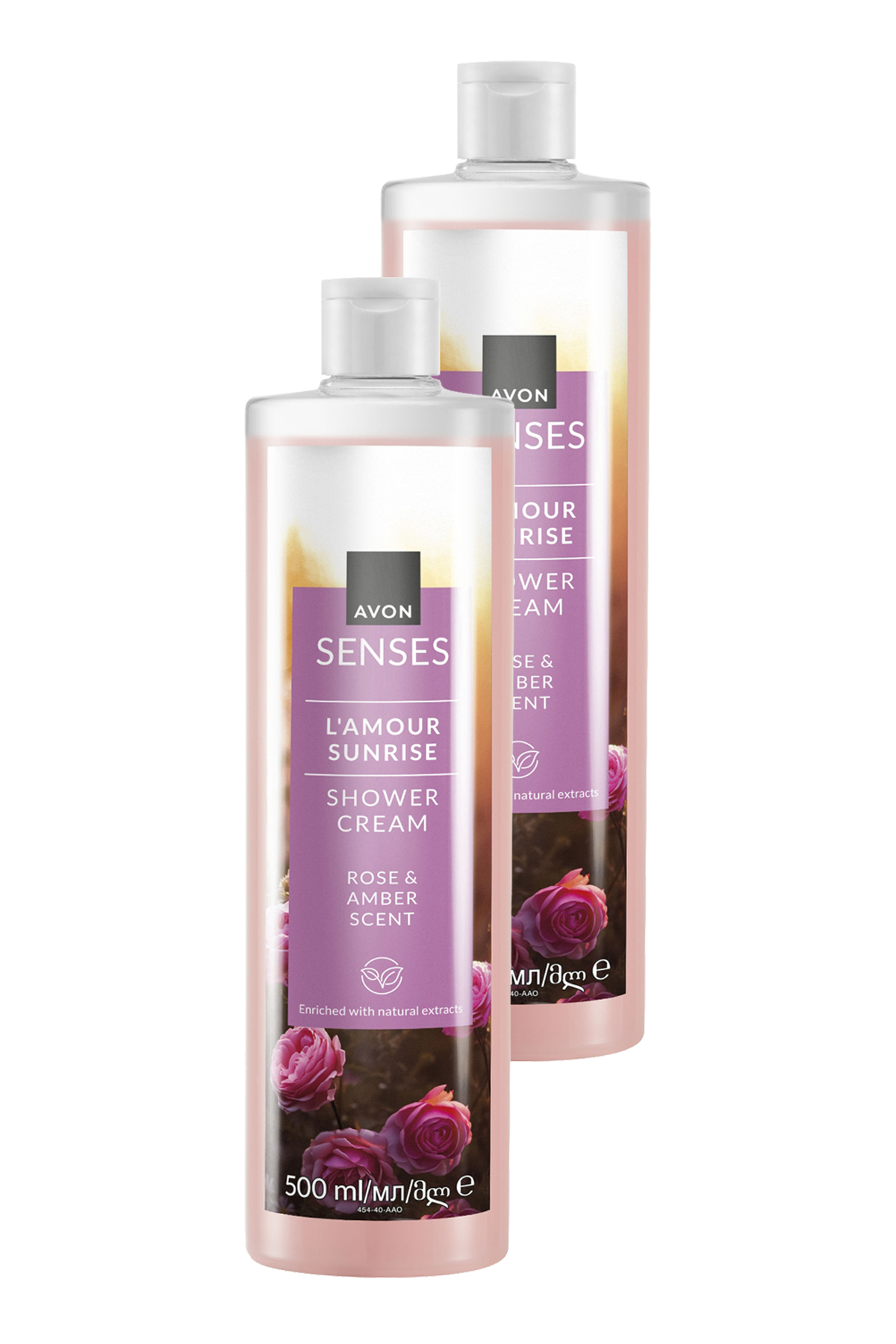 AVON Senses L'amour Sunrise Gül ve Amber Kokulu Krem Duş Jeli 500 Ml. İkili Set