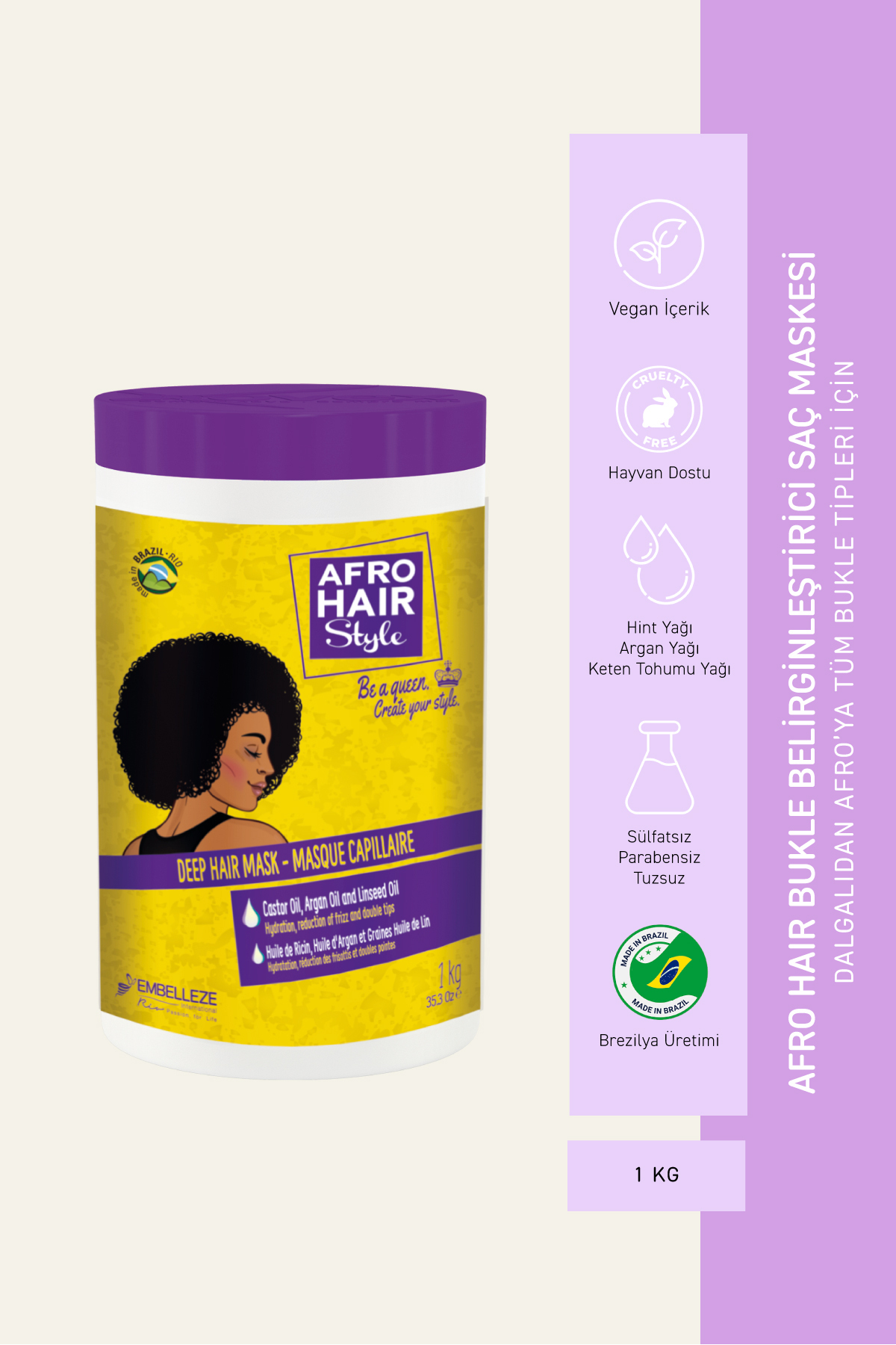 NOVEX Afro Hair - Afro Kıvırcık Saçlar İçin Bukle Belirginleştirici Saç Maskesi 1KG -