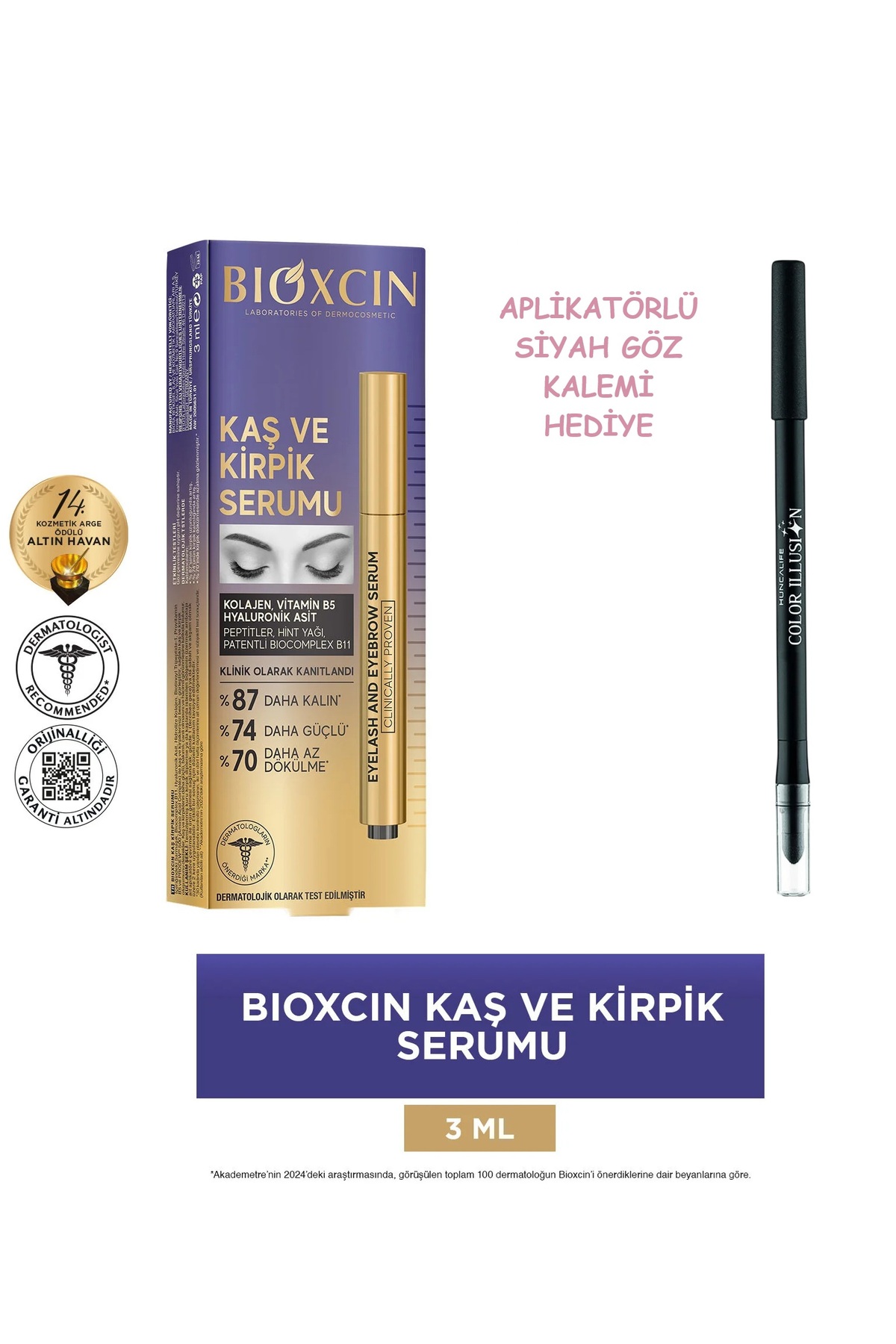 Bioxcin Kaş Kirpik Serumu - HL Aplikatörlü Siyah Göz Kalemi(Eyeliner)