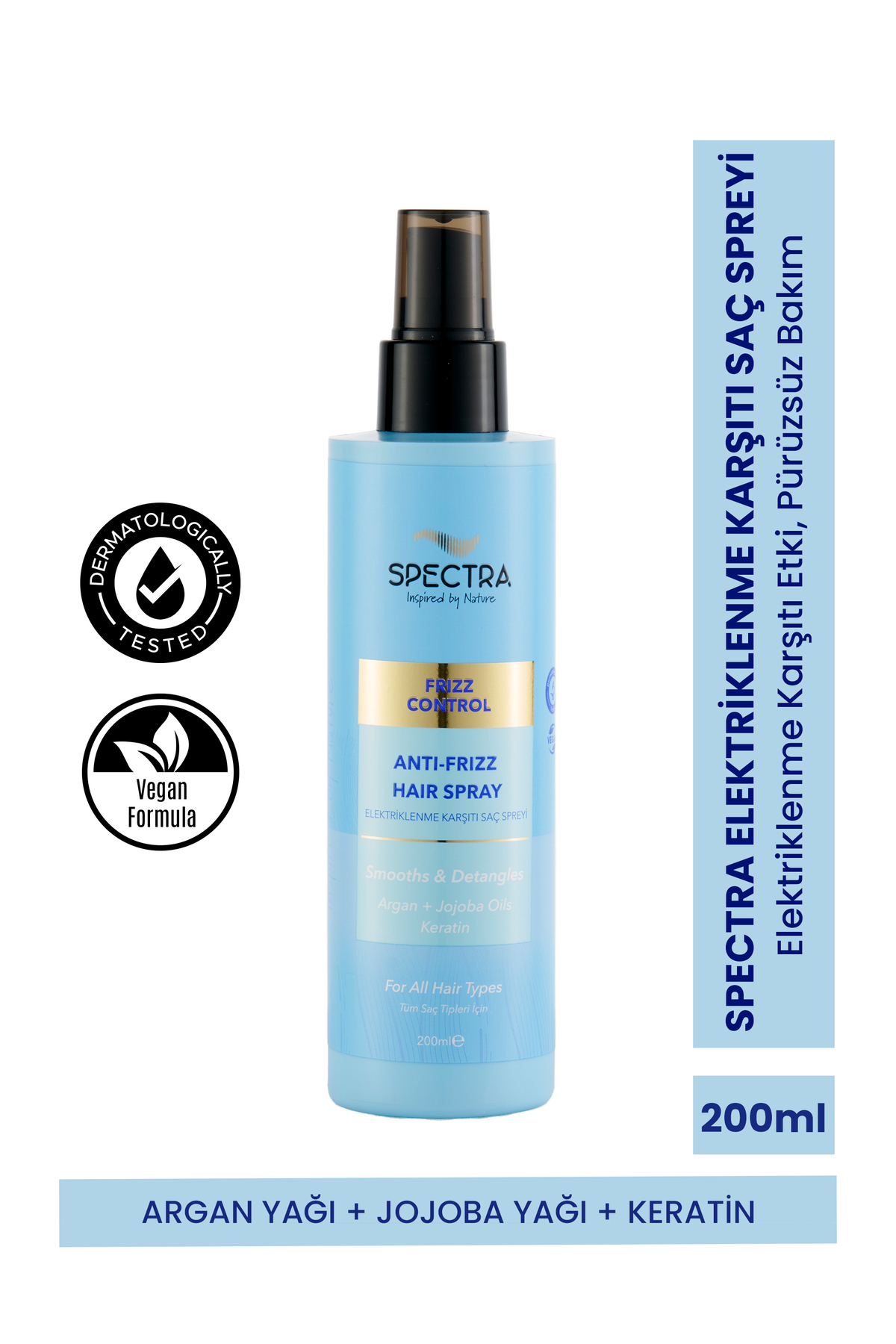 Spectra Care Elektriklenme Karşıtı (Argan Yağı + Jojoba Yağı + Keratin ) Saç Spreyi - 200 ML