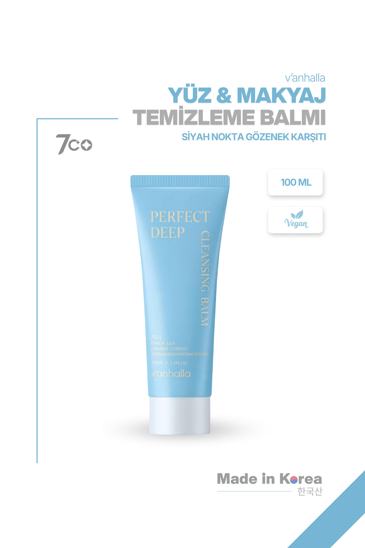 v'anhalla PHA + Ceramide | Siyah Nokta Karşıtı | Gözenek Arındırıcı | Yüz & Makyaj Temizleme Balmı 100ml