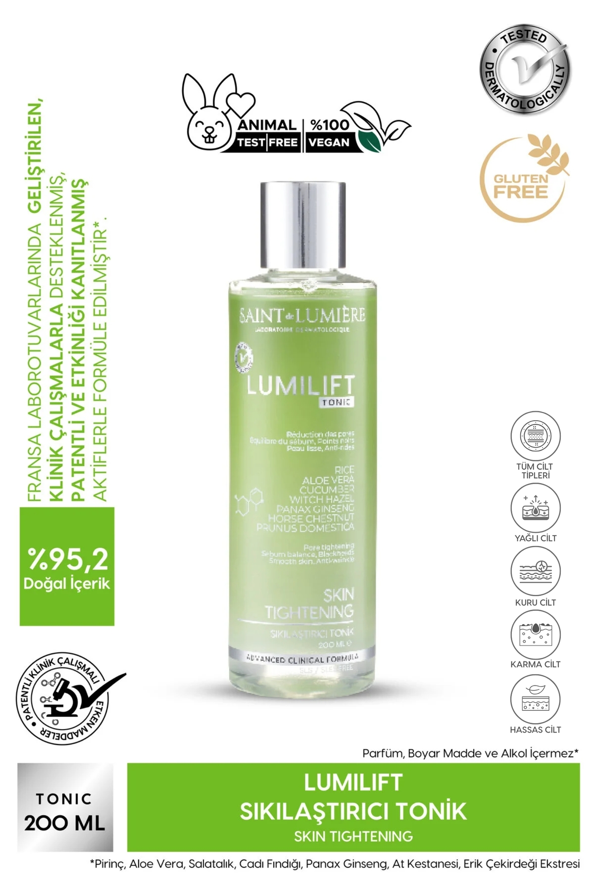 SAINT DE LUMIERE LUMILIFT Canlandırıcı, Gözenek Sıkılaştırıcı, Kırışıklık, Siyah Nokta ve Leke Karşıtı, Tonik 200ml