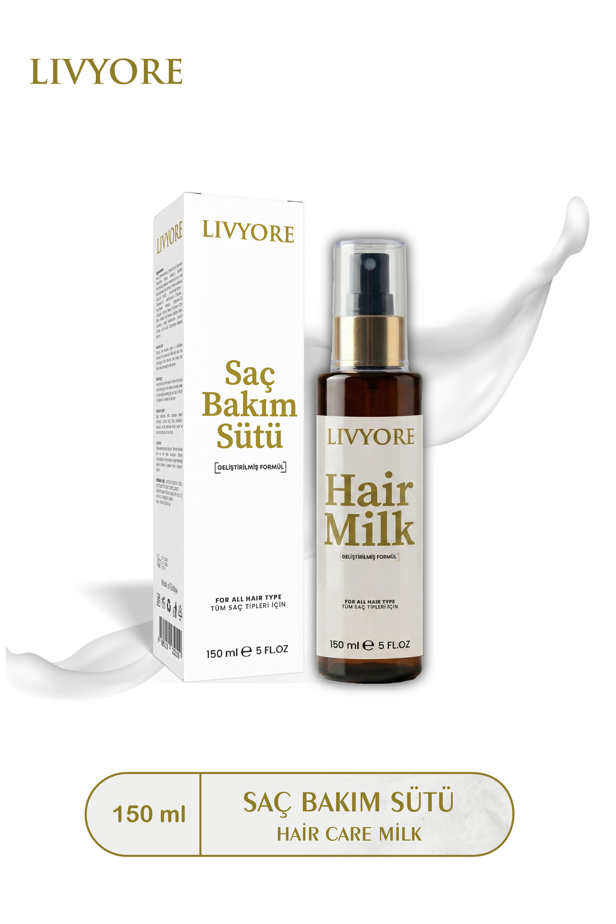 LİVYORE Saç Bakım Sütü (Hair Milk) Tüm Saç Tipleri İçin 150 ml
