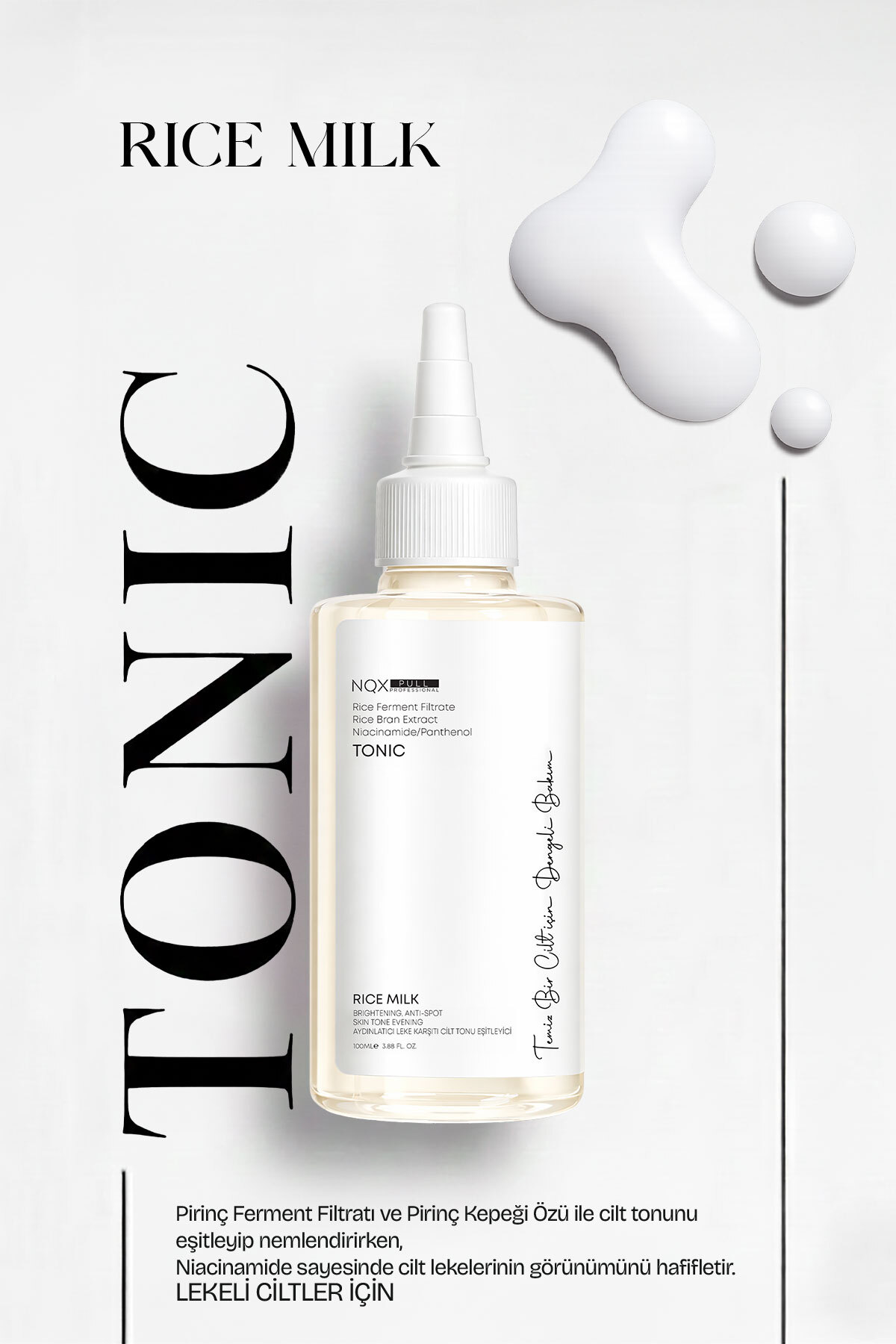 NQX PULL Rice Milk Tonik Pirinç Özlü Aydınlatıcı Leke Karşıtı Cilt Tonu Eşitleyici Tonik 100 ml