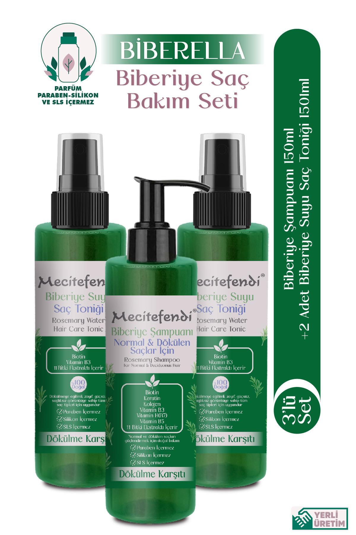 Mecitefendi Biberiye Saç Bakım Seti Biberella - Biberiye Suyu Saç Toniği (2 ADET) Biberiye Şampuan 150 ml