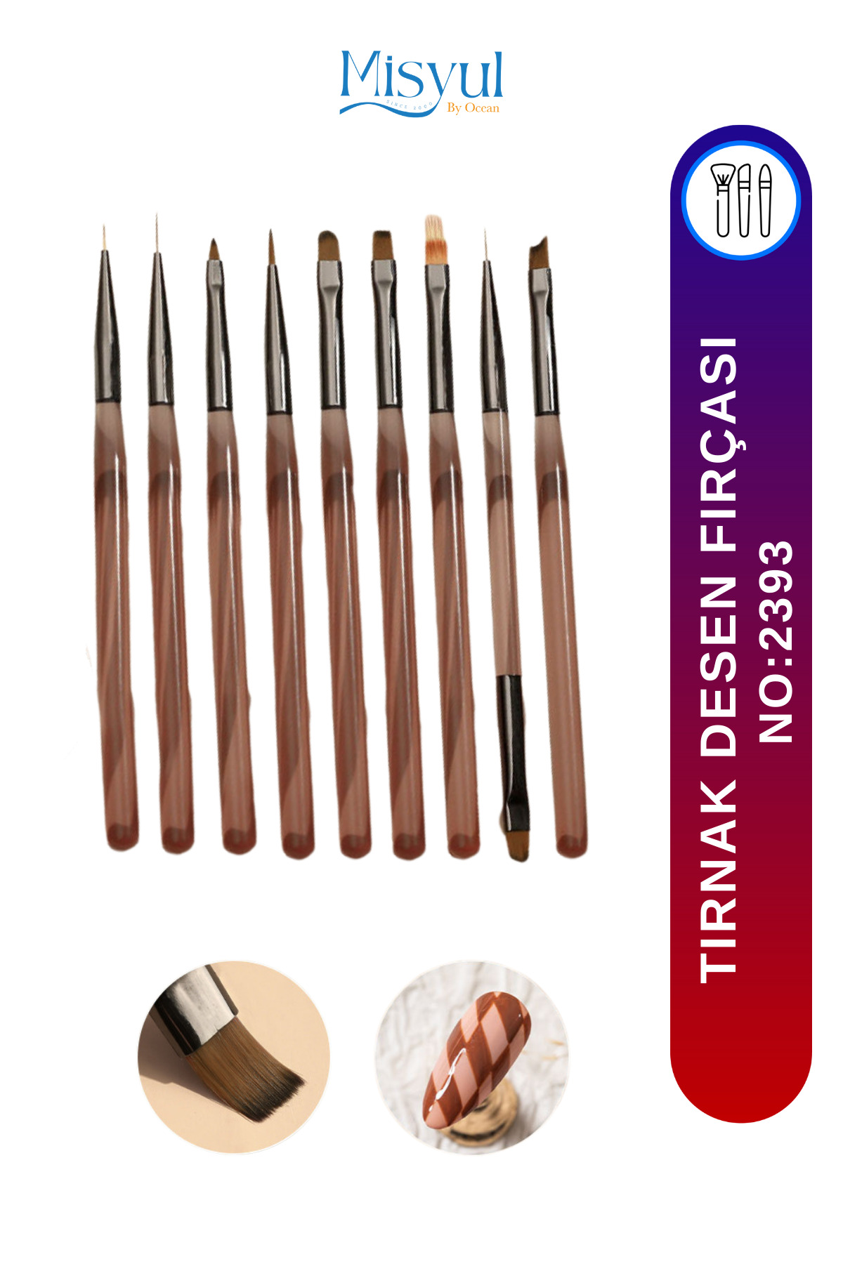 Misyul Tırnak Desen Fırçası Nail Art Fırça Tırnak Süsleme Fırça Seti