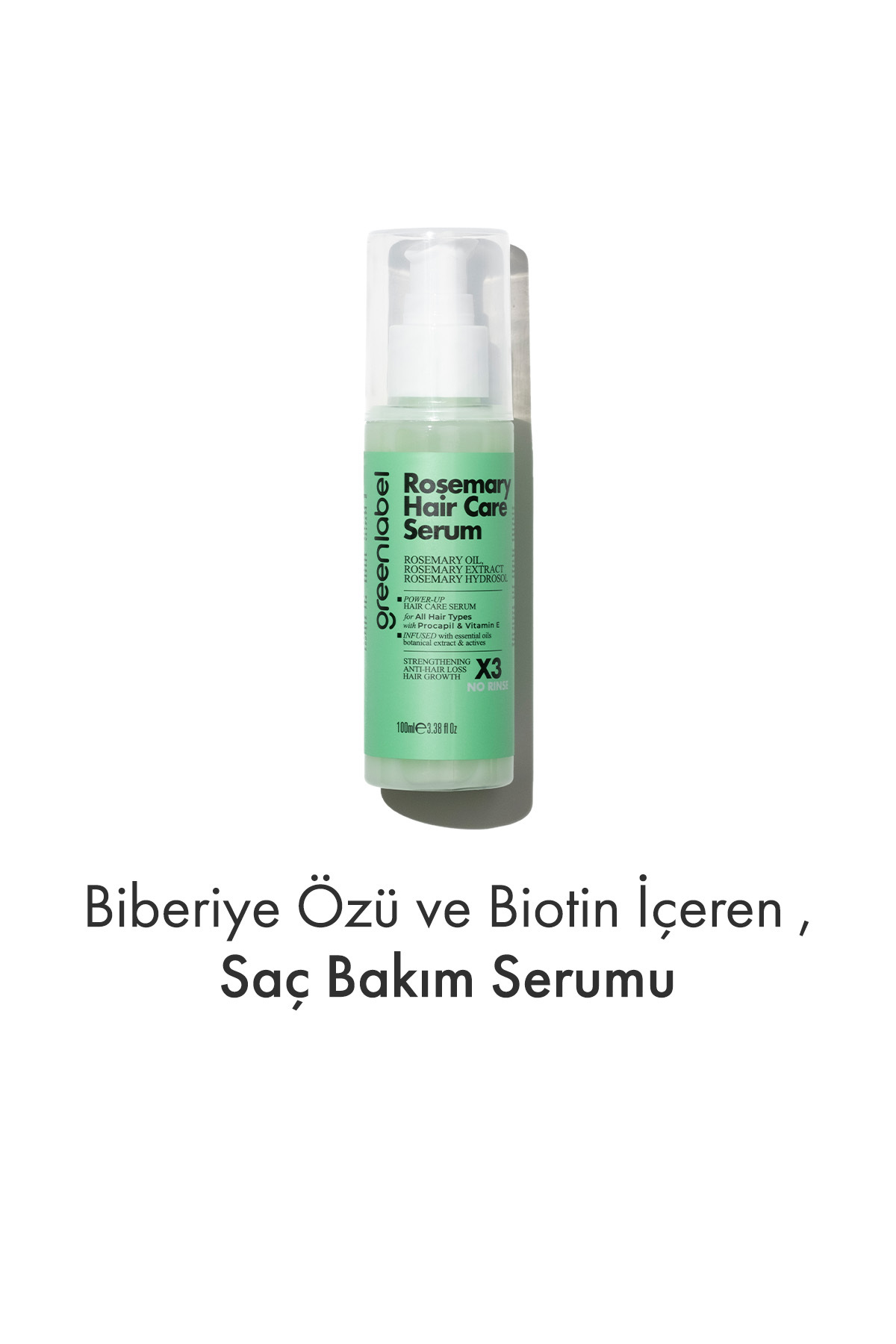 Greenlabel Biberiye Yaprağı Özü, Biotin Içeren Saç Dökülme Karşıtı Ve Saç Uzamasına Yardımcı Serum 100ml