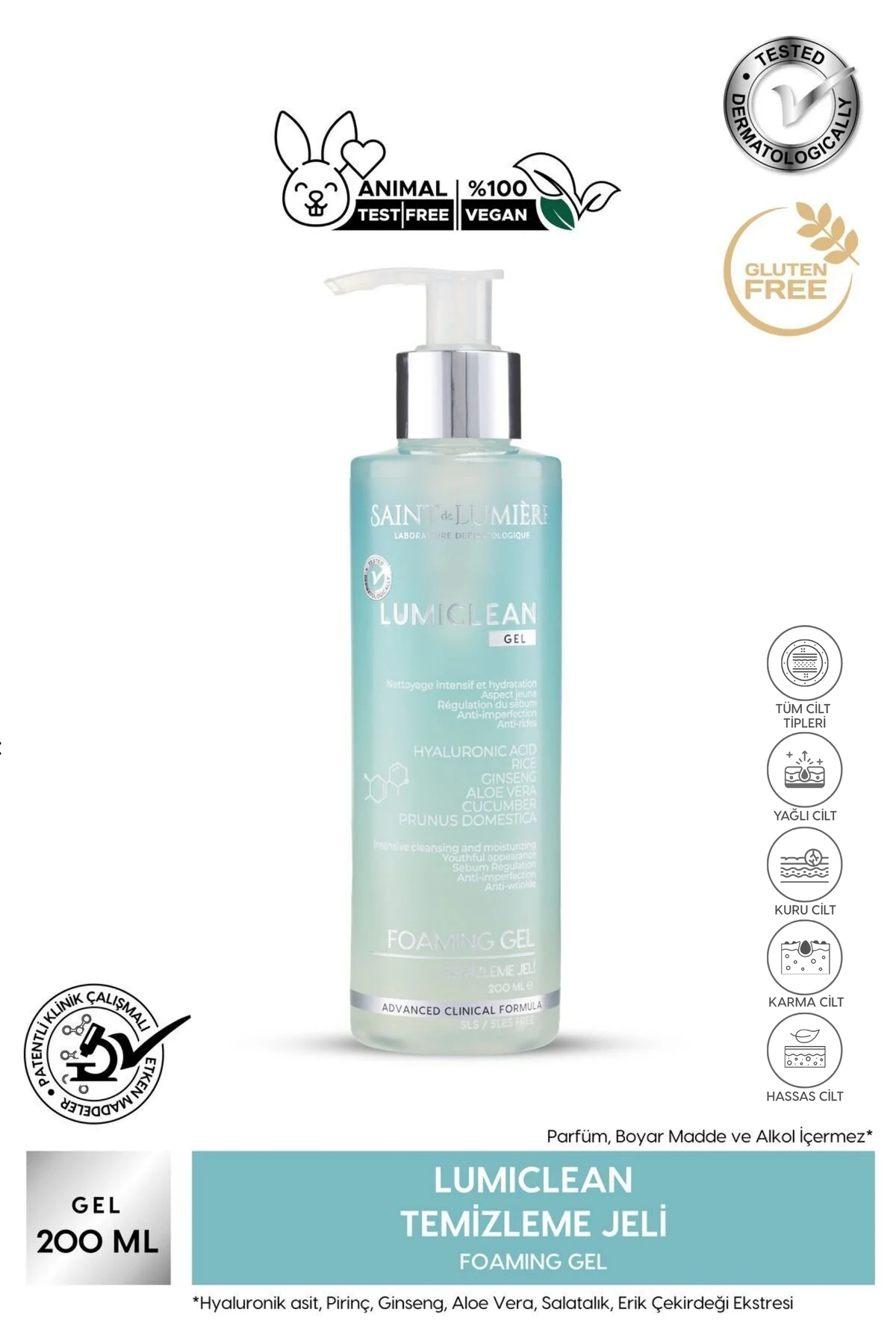 SAINT DE LUMIERE LUMICLEAN Nemlendirici Ve Bariyer Onarıcı Temizleme Jeli 200 ml Hassas, Kuru ve Yağlı- Pirinç,Hyalur