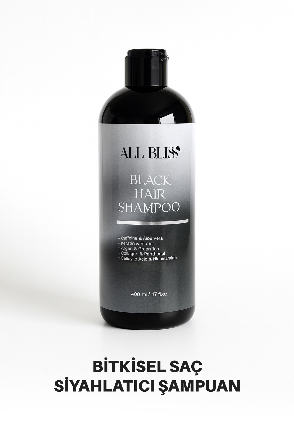 ALL BLİSS All Bliss Siyah ton Saç Şampuan 400 ml – Kafein, Aloe Vera, Keratin, Biotin ve Kolajen