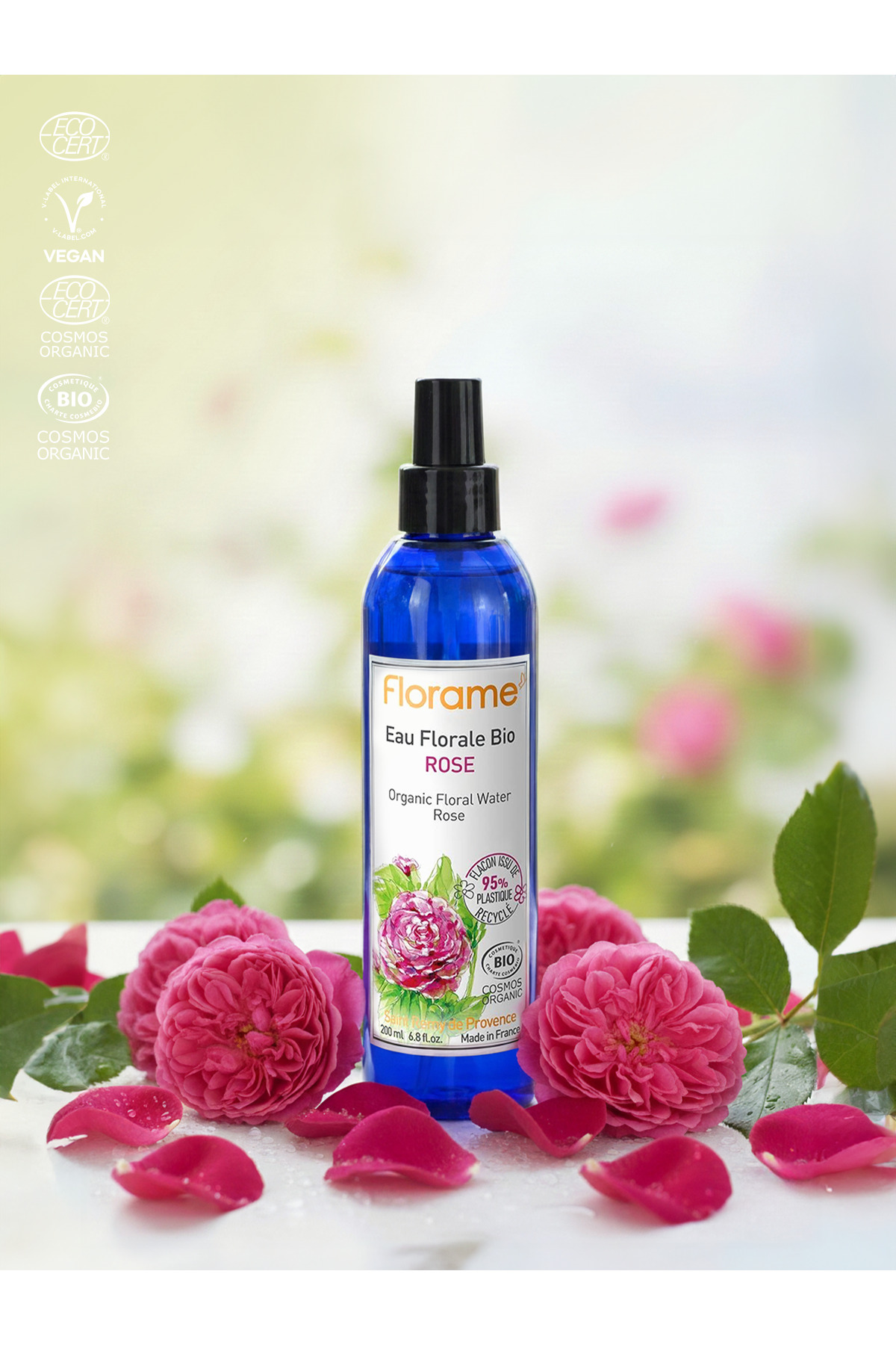 Florame Organik Gül Çiçek Suyu 200 ml - %100 Saf Hidrosol - Vegan